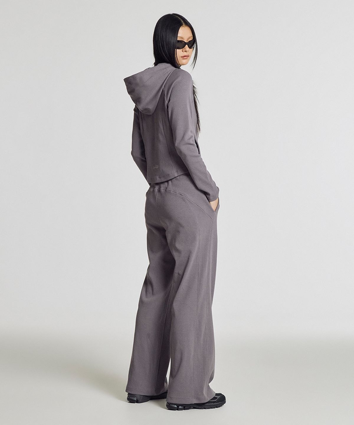 뉴발란스(NEW BALANCE) NBMDG2W322 / WOMEN 소프트프레쉬골지 후드 투웨이 집업 (DARK PURPLE)