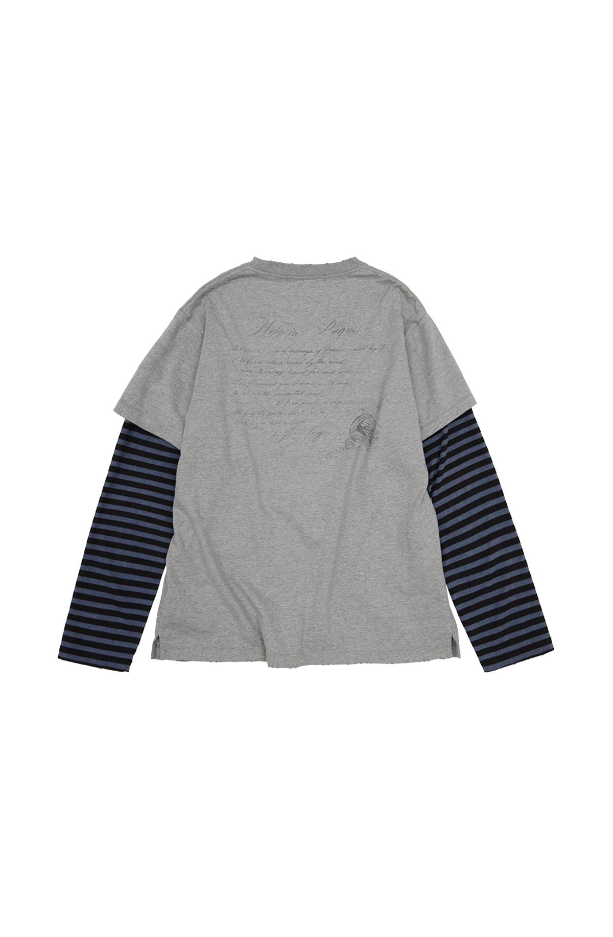 메아(MEA) DAMAGED LAYERED BOXY TOP [MELANGE GREY]