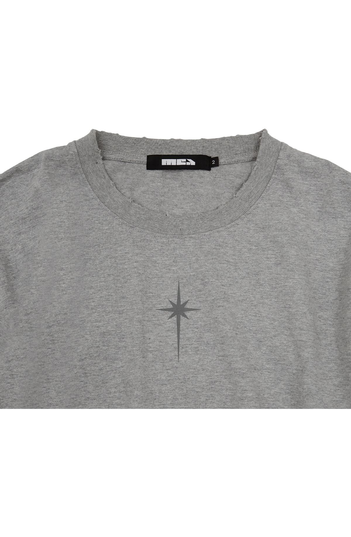 메아(MEA) DAMAGED LAYERED BOXY TOP [MELANGE GREY]