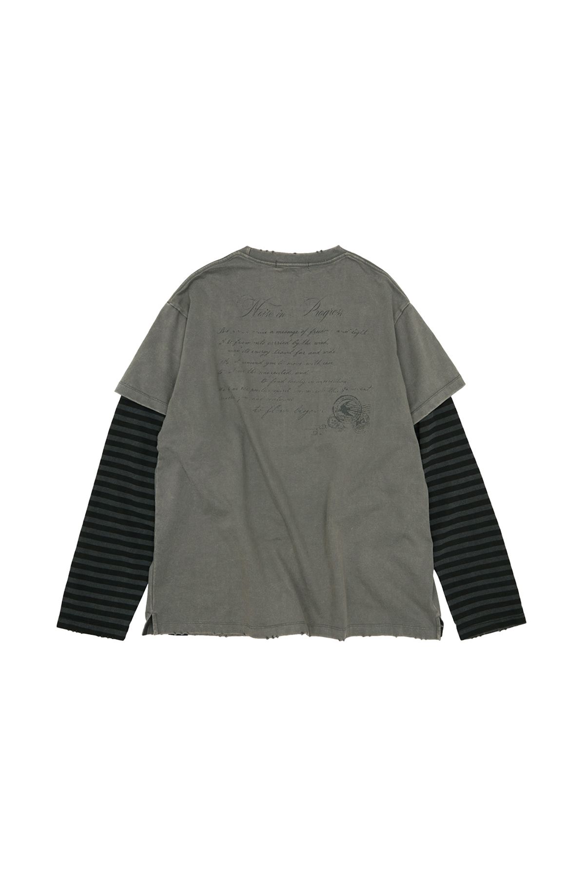 메아(MEA) DAMAGED LAYERED BOXY TOP [KHAKI]