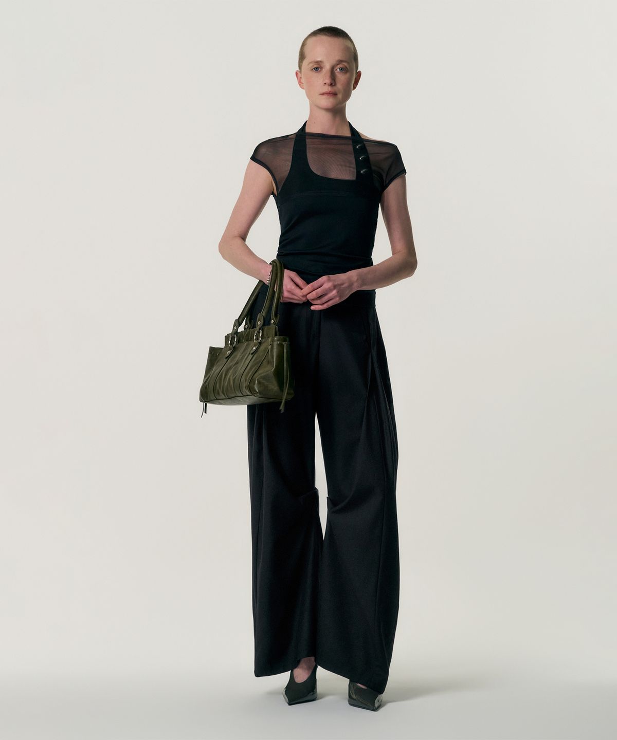 킴지수(KIMZISU) Ruched Belt Tote Bag_GREEN