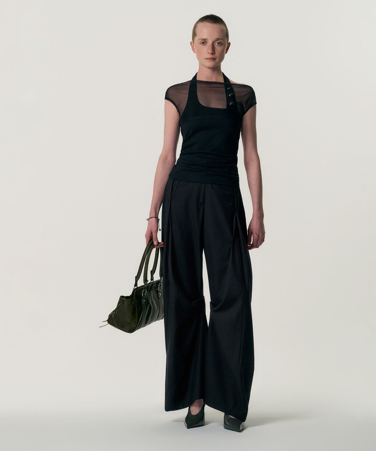 킴지수(KIMZISU) Ruched Belt Tote Bag_GREEN