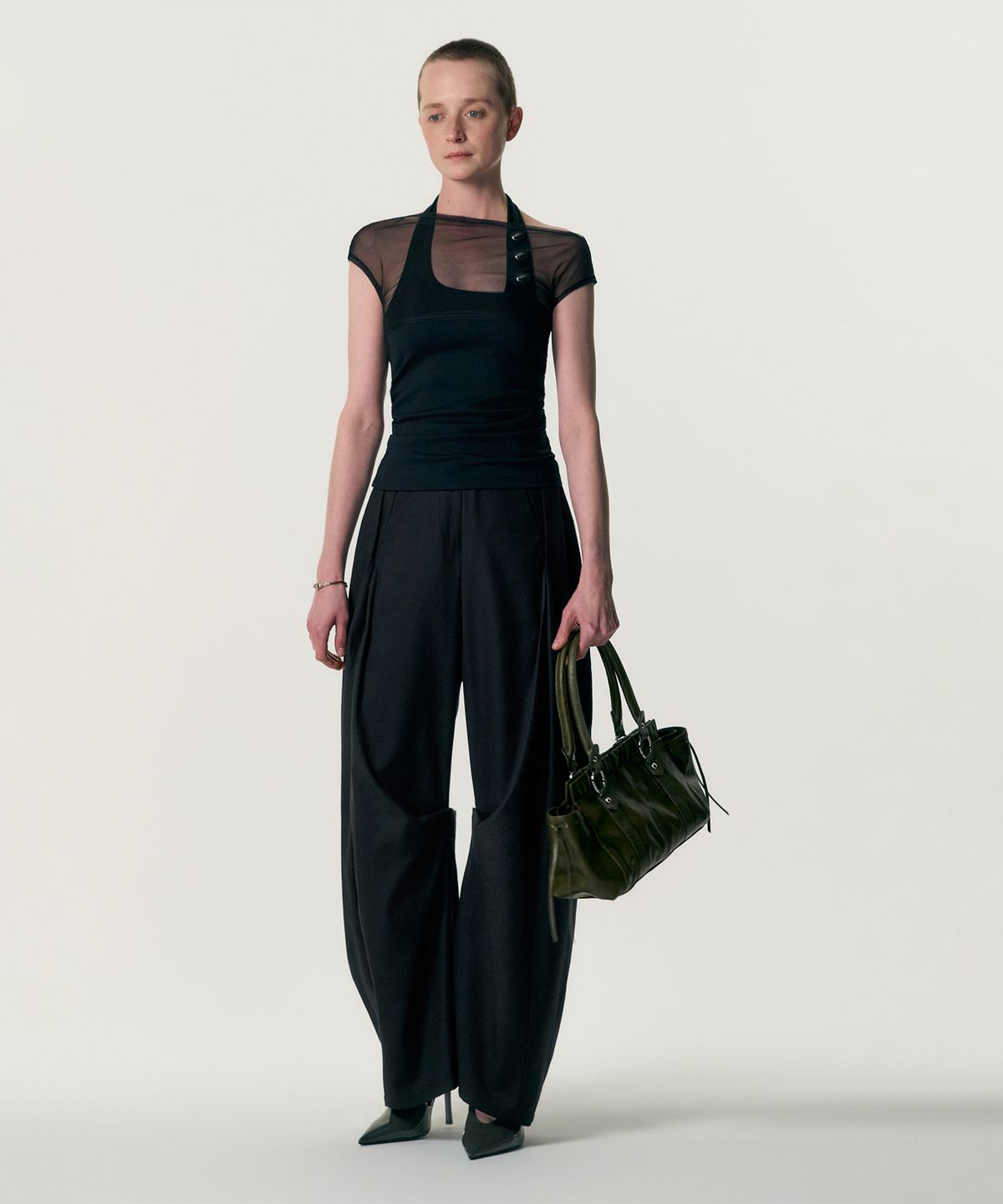 킴지수(KIMZISU) Ruched Belt Tote Bag_GREEN