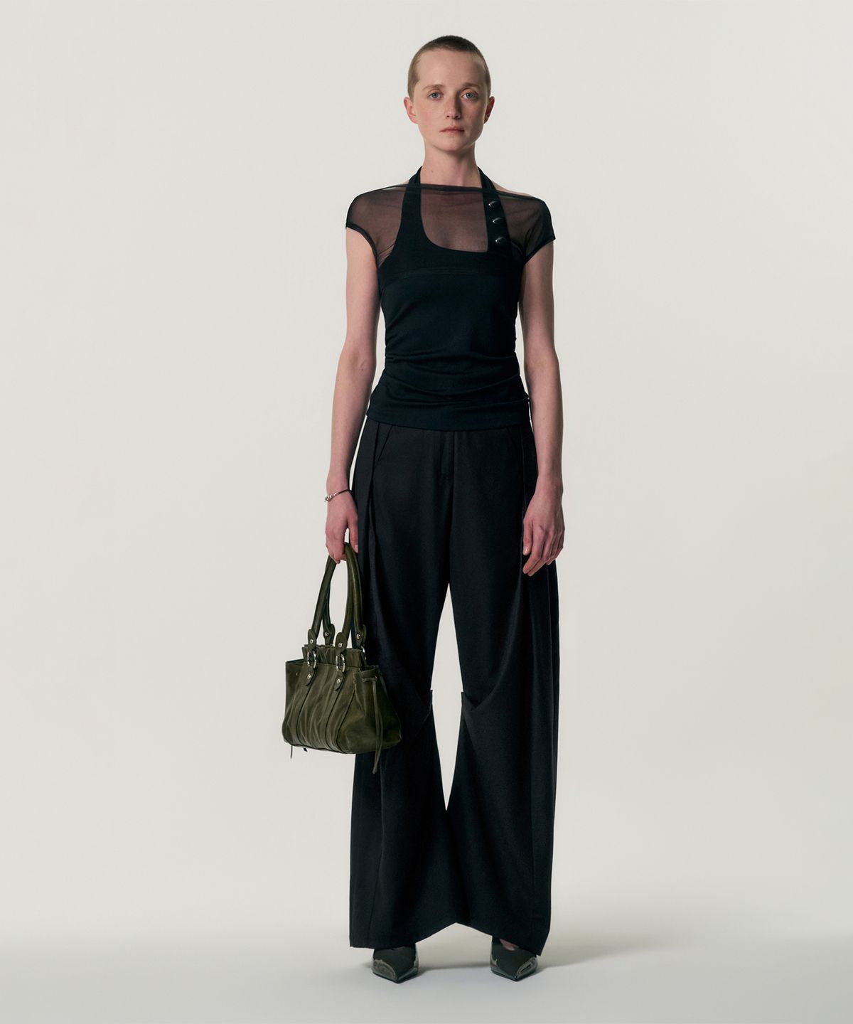킴지수(KIMZISU) Ruched Belt Tote Bag_GREEN