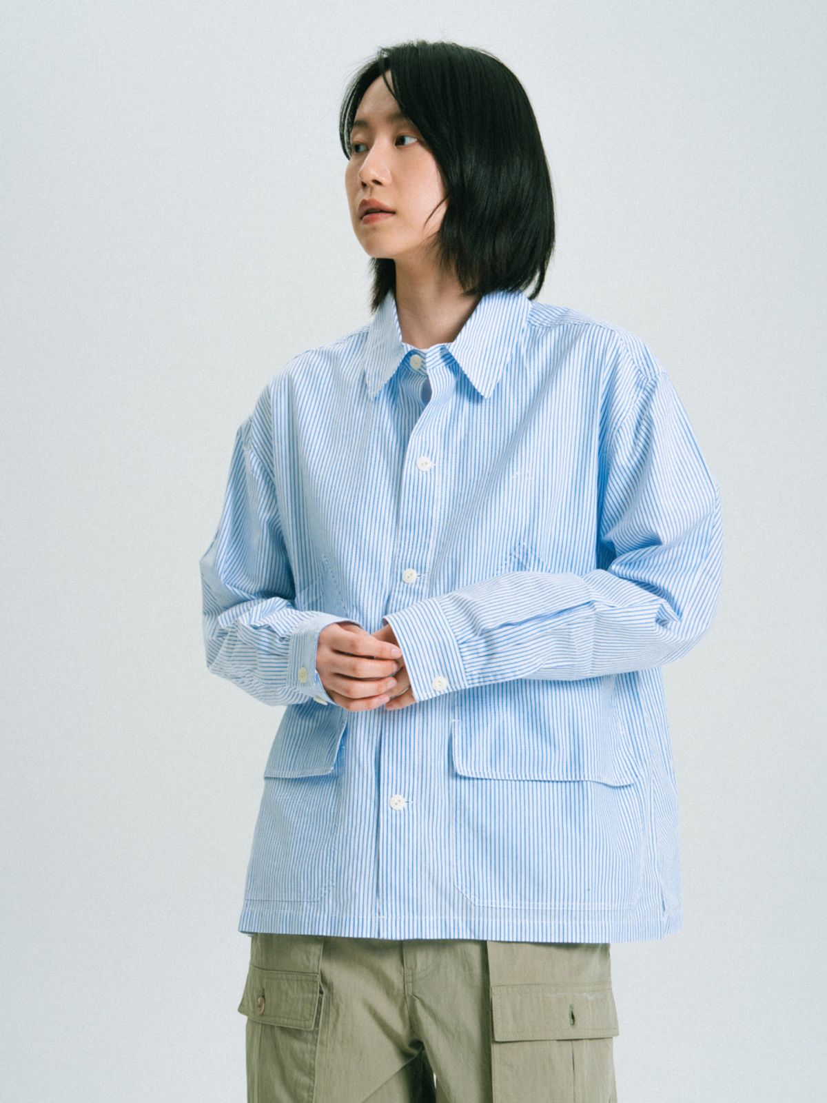 해브해드(HAVE HAD) 필드 포켓 스트라이프 자켓  (스트라이프 화이트)