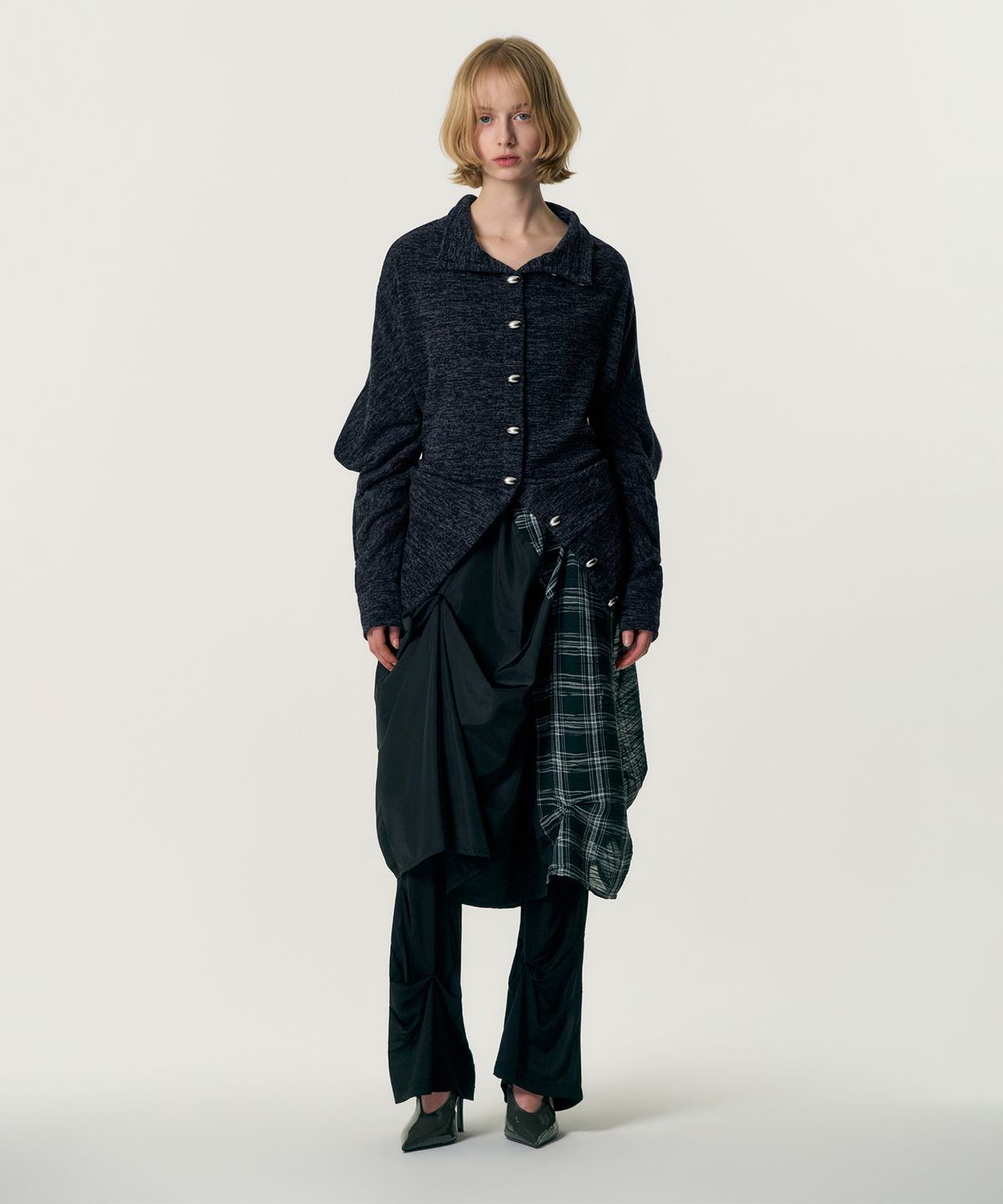 킴지수(KIMZISU) Fluid Knit-Texture Jacket_NAVY