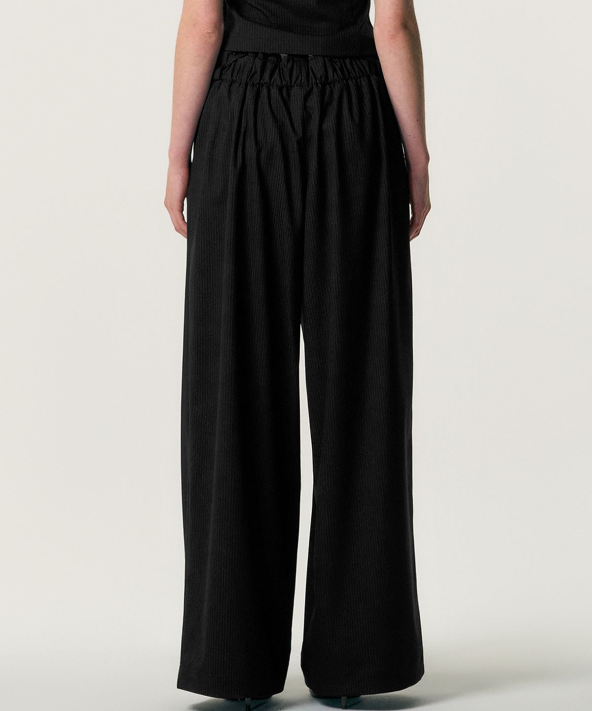 킴지수(KIMZISU) Stripe Ribbon Tied Wide Pants_BLACK