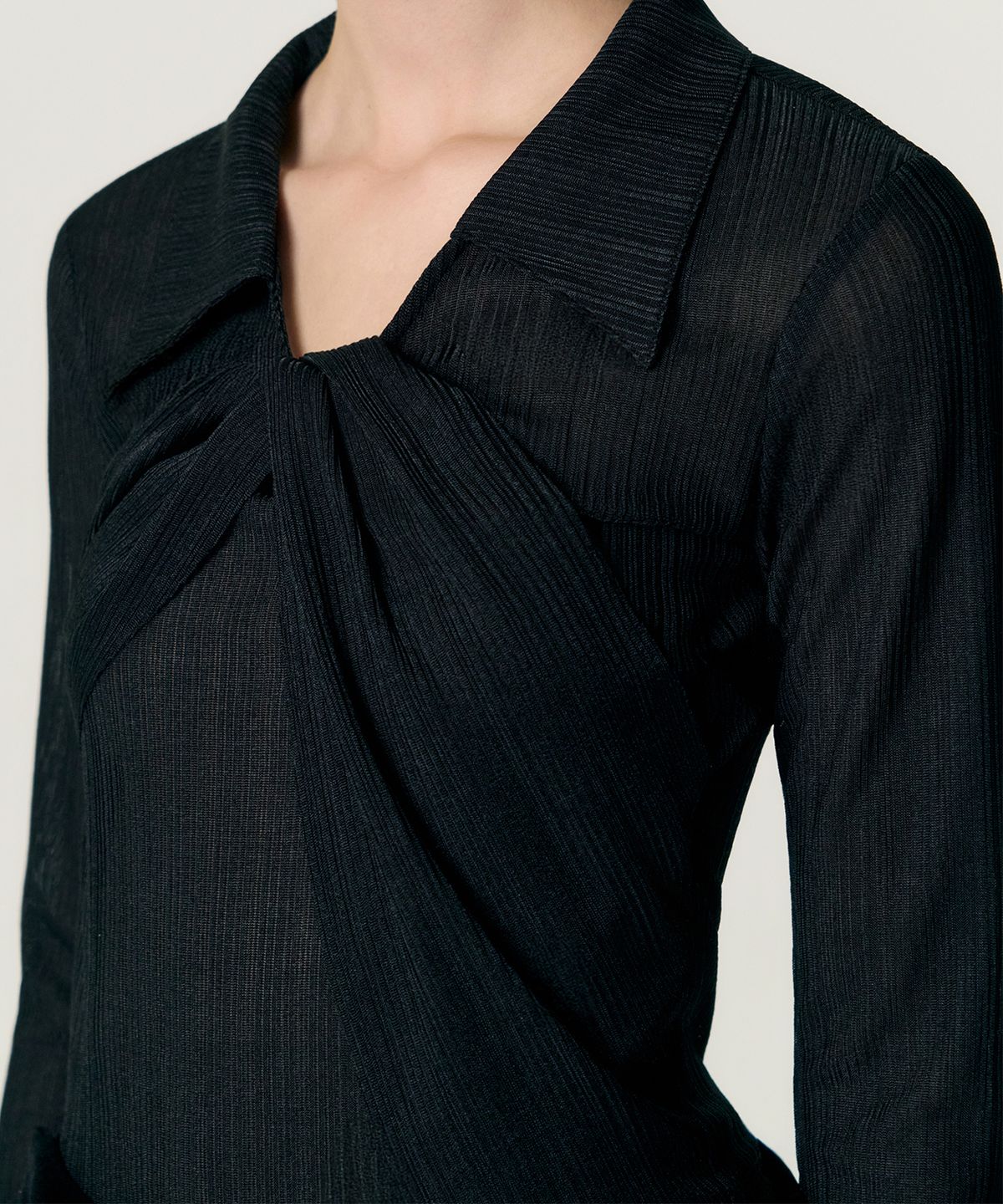 킴지수(KIMZISU) Ribbed Twist Jersey Top_BLACK