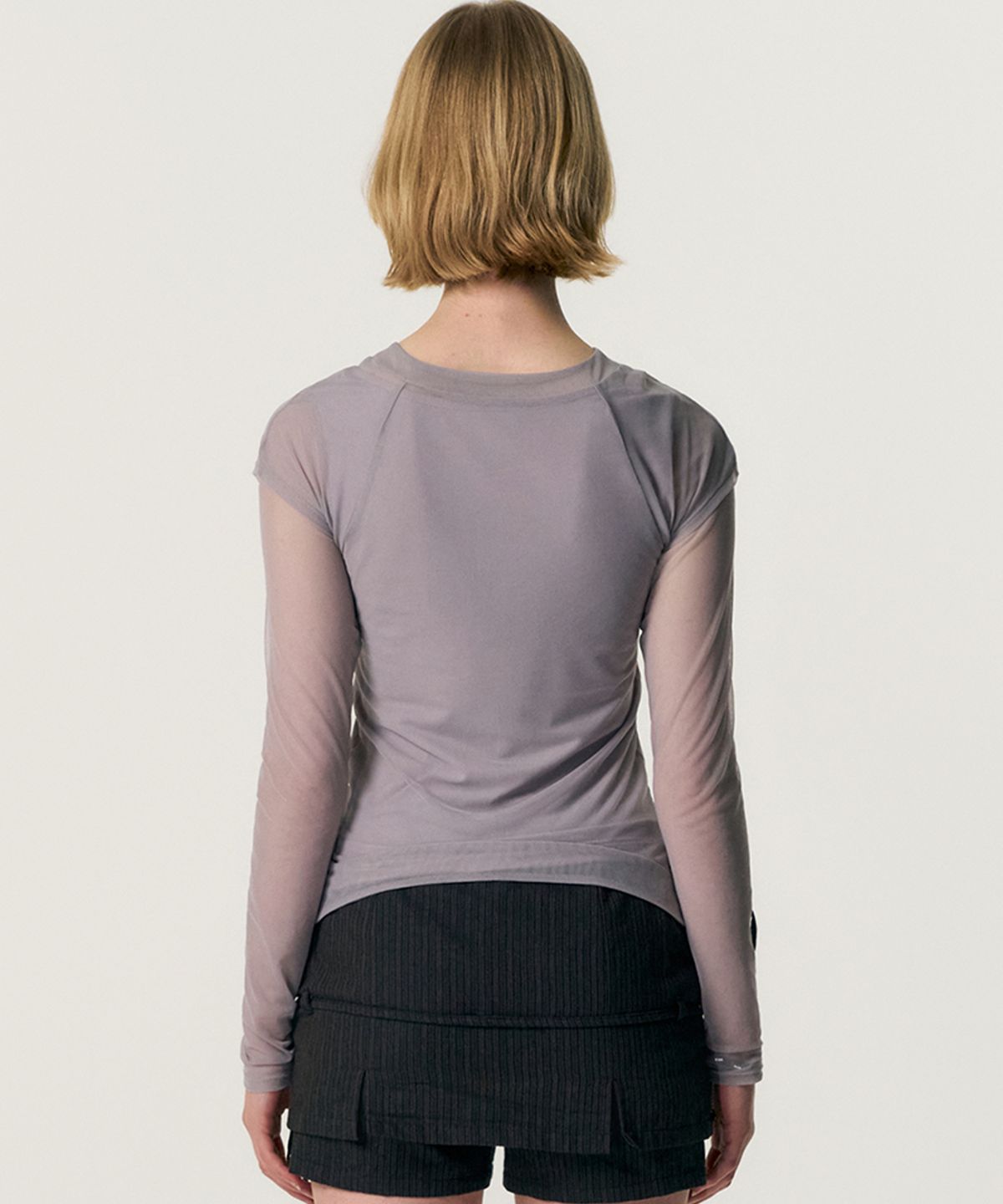 킴지수(KIMZISU) Veiled Mesh Shell LS T-shirt_PURPLE