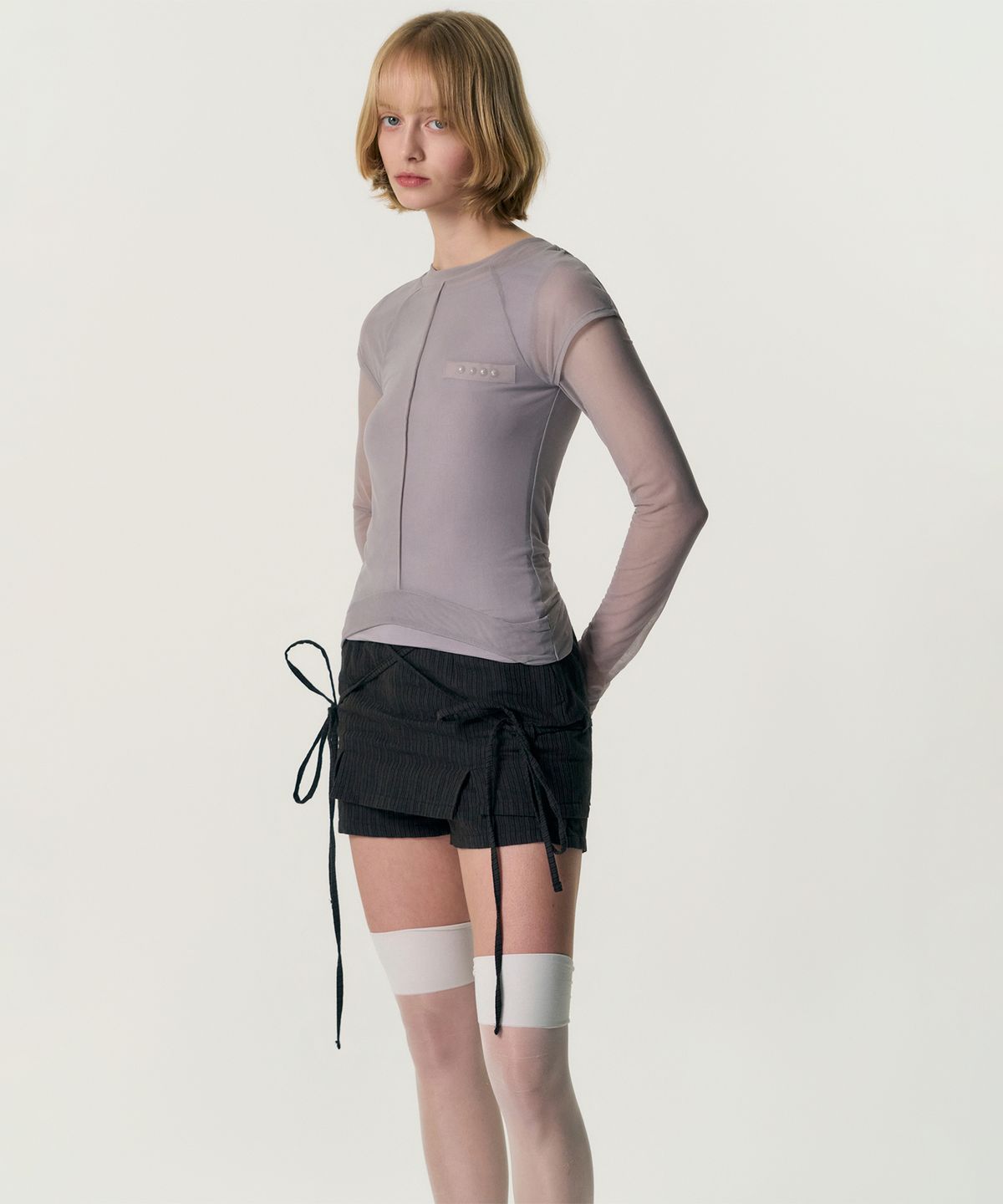 킴지수(KIMZISU) Veiled Mesh Shell LS T-shirt_PURPLE