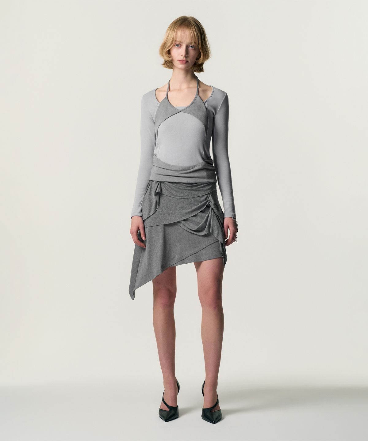 킴지수(KIMZISU) Overlaid Soft-Cut T-shirt_LIGHT GREY