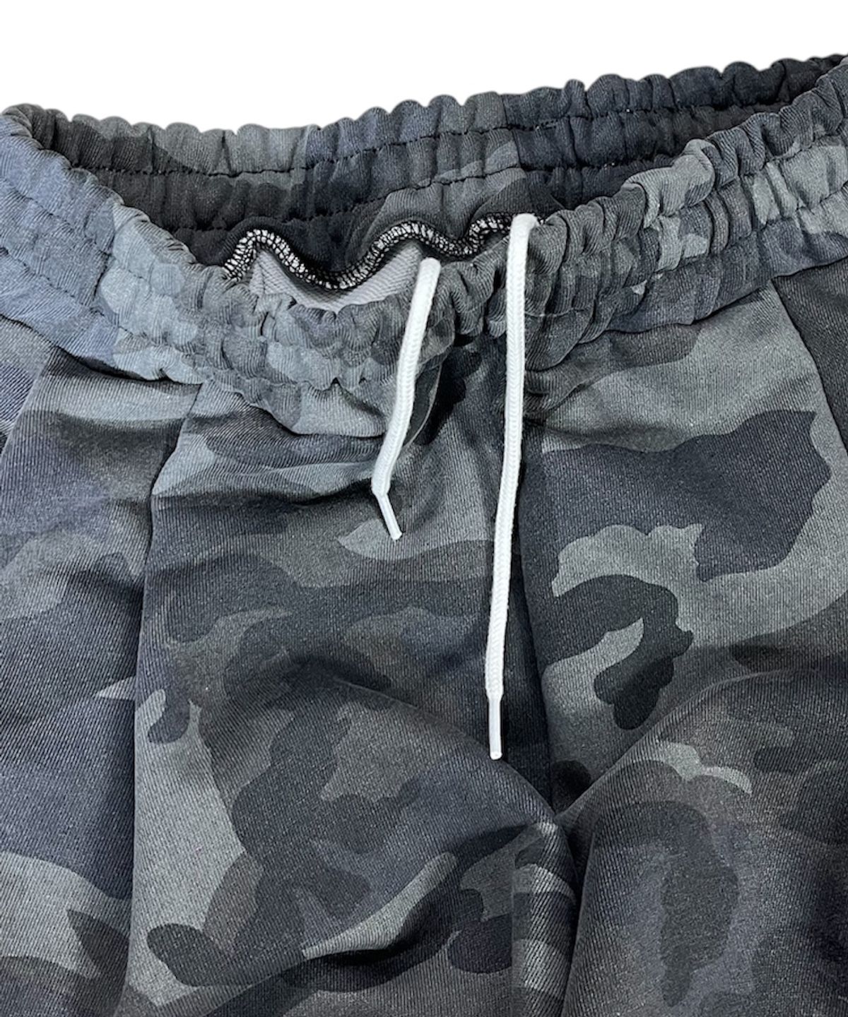 스케이터락(SK8ER ROCK) Cut Off Camouflage Sweat Wide Pants ((gray))