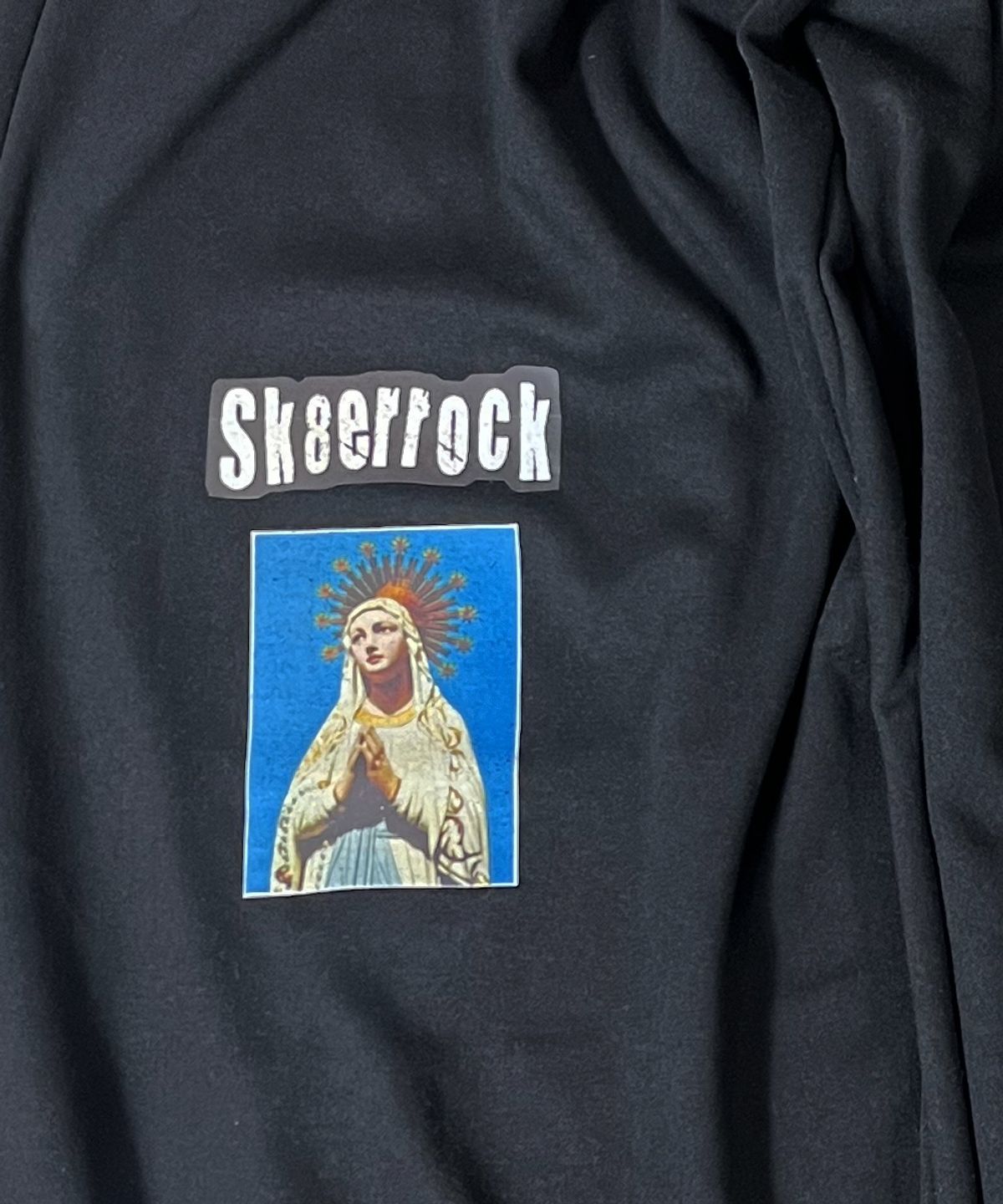 스케이터락(SK8ER ROCK) Old Photo Sweat Wide Pants ((black))