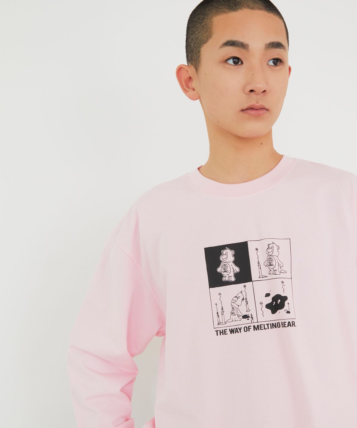 엘엠씨(LMC) MELTING BEAR LONG SLV TEE pink