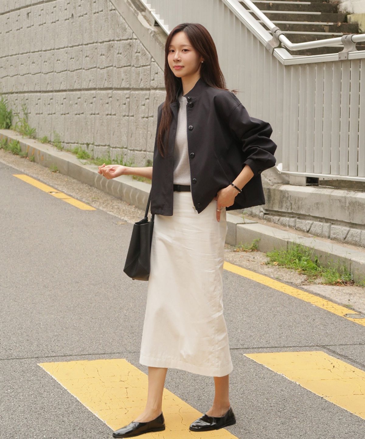 링서울(LINGSEOUL) cotton H-line long skirt-ivory