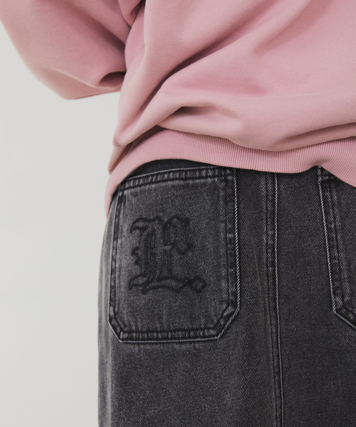 엘엠씨(LMC) WM CNTRST DENIM MIDI SKIRT gray