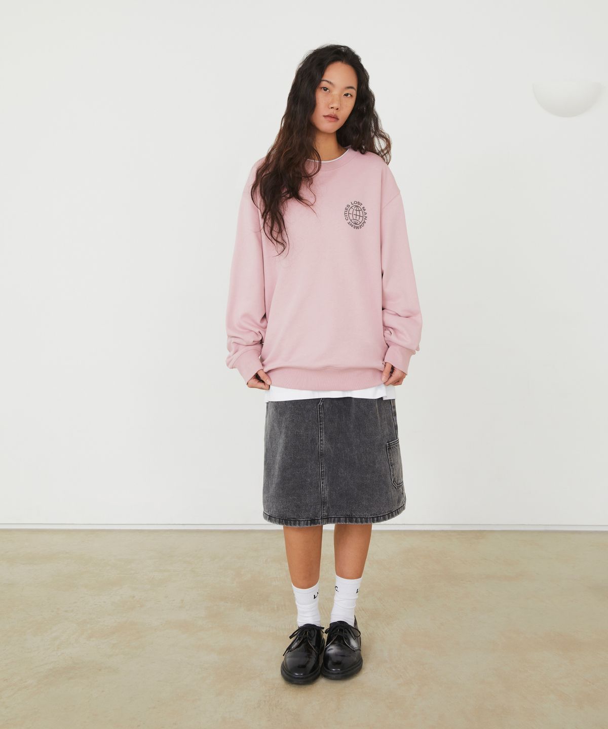 엘엠씨(LMC) WM CNTRST DENIM MIDI SKIRT black