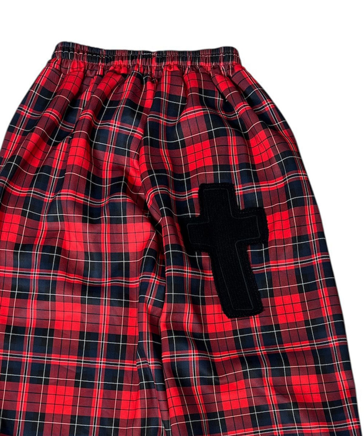 스케이터락(SK8ER ROCK) Punk Cross Check Wide Pants ((red))