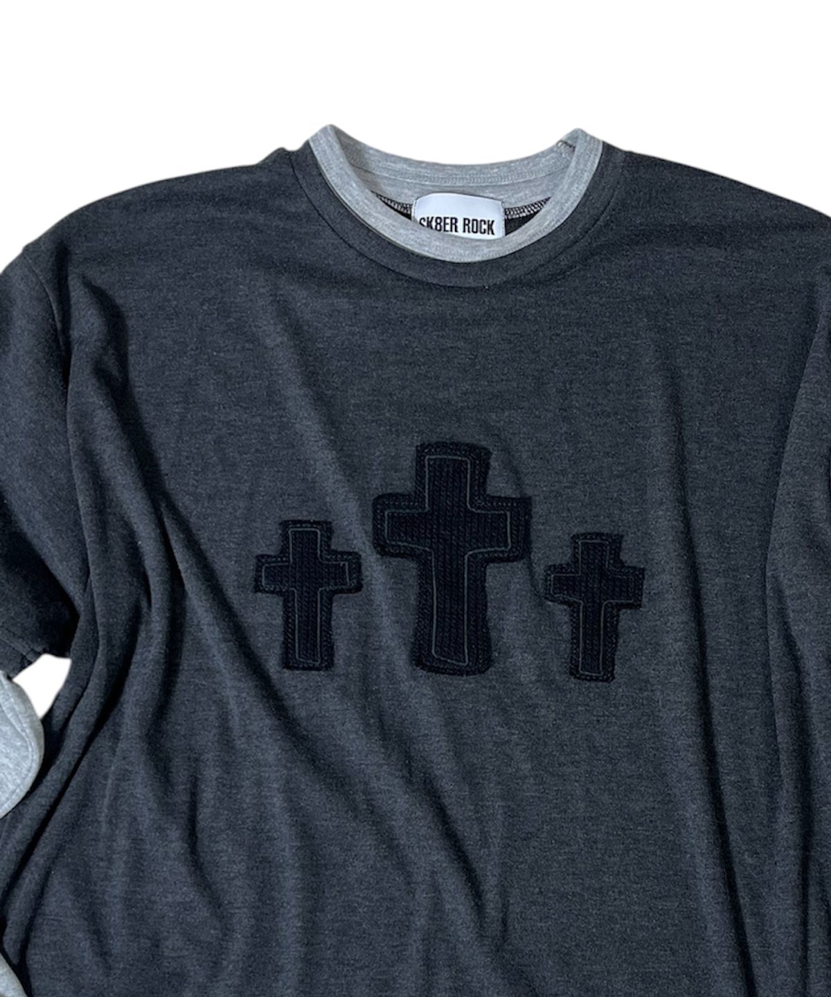 스케이터락(SK8ER ROCK) Cross Soft Layered T-Shirt ((charcoal*gray))