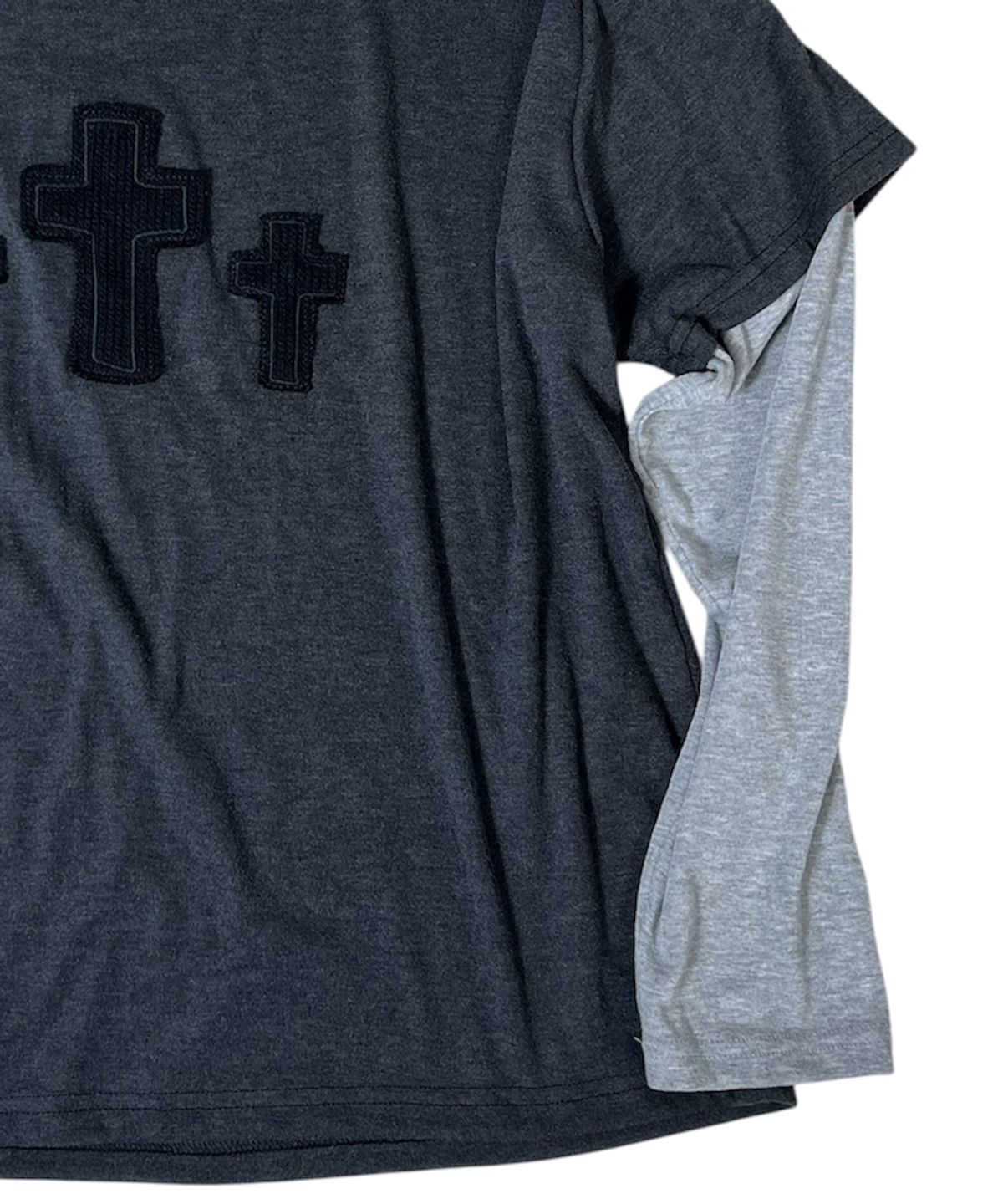 스케이터락(SK8ER ROCK) Cross Soft Layered T-Shirt ((charcoal*gray))