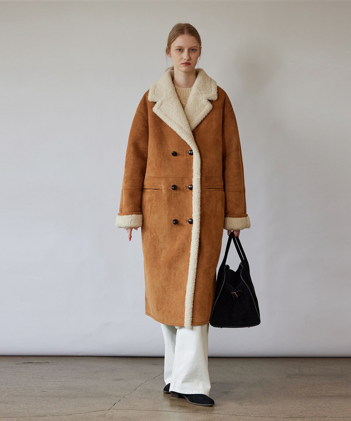 퀸스래빗(Q'SRB) Ember Suede Shearling Long Coat