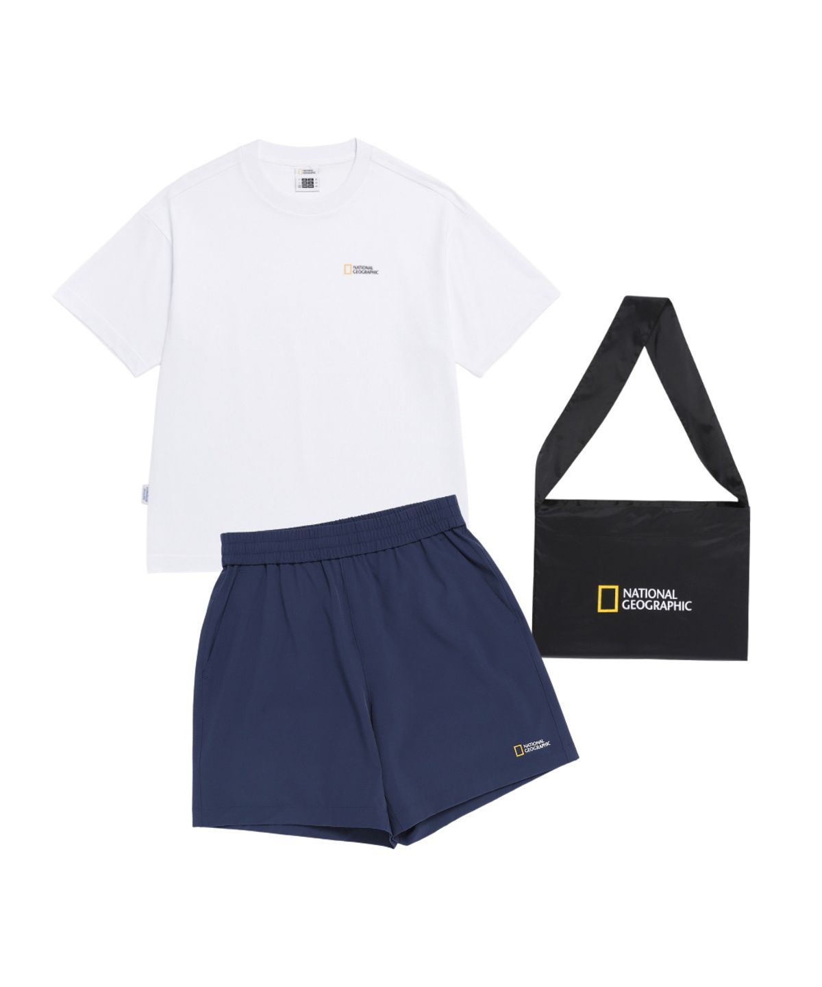 내셔널지오그래픽(NATIONALGEOGRAPHIC) [3PACK]반팔 반바지 미니백 세트 NAVY