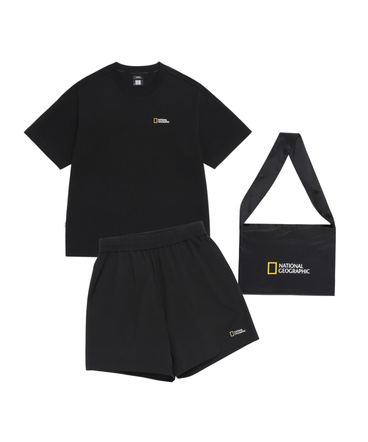 내셔널지오그래픽(NATIONALGEOGRAPHIC) [3PACK]반팔 반바지 미니백 세트 BLACK