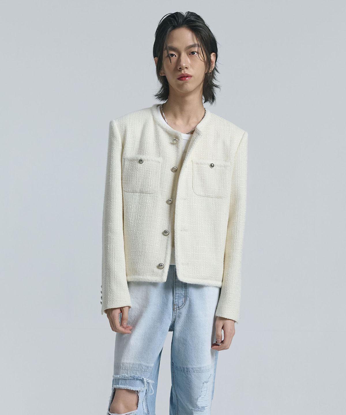 텐 패스트 세븐(TEN PAST SEVEN) 칼라리스 트위드 자켓 (2 Colors)