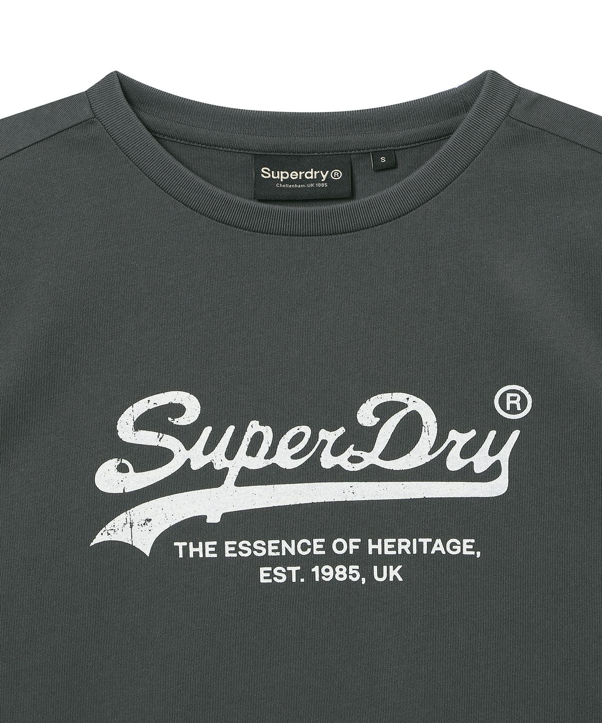 슈퍼드라이(SUPERDRY) 우먼스 에센셜 로고 티셔츠 차콜 SDFISCQ01CHL