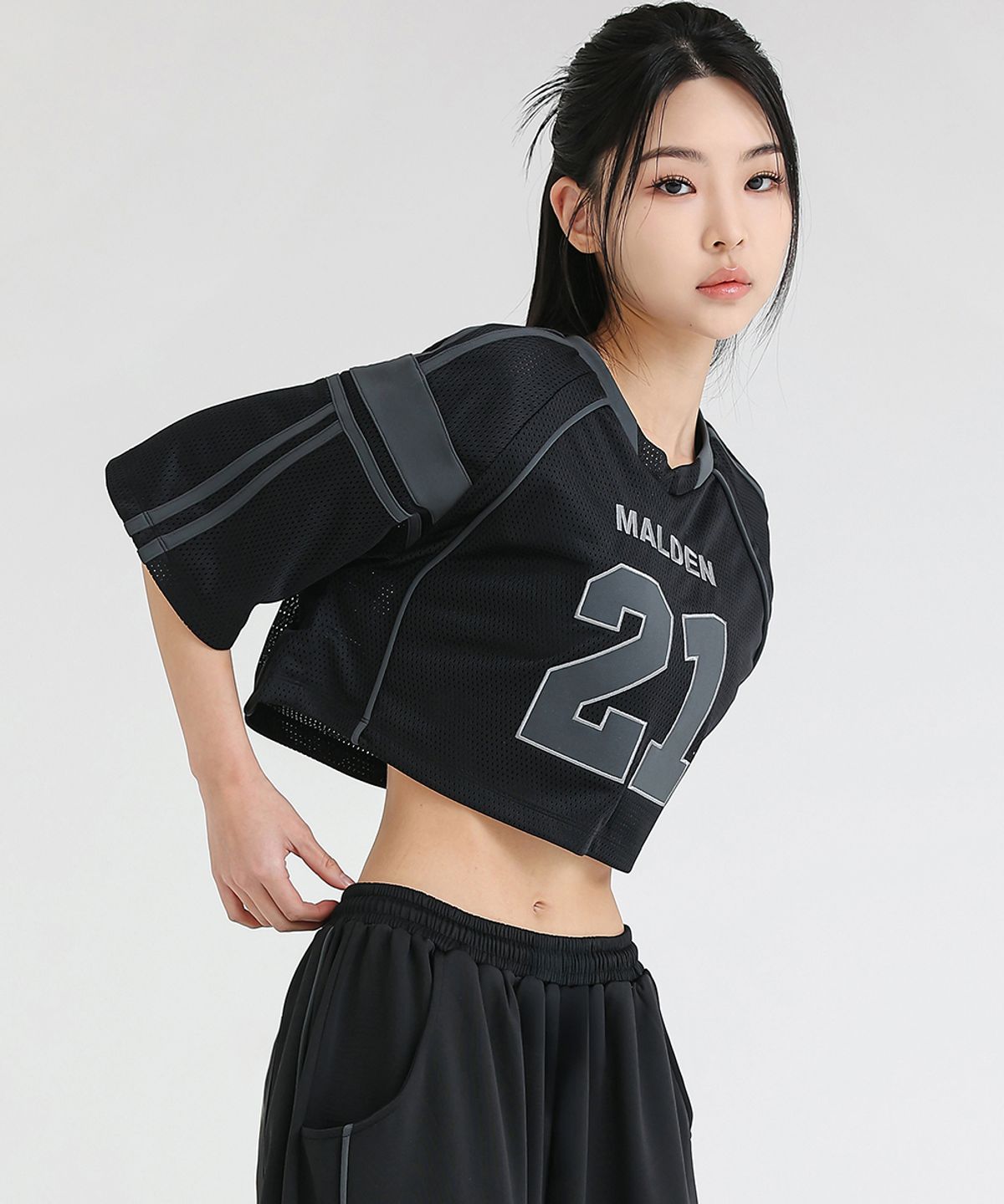 몰든(MALDEN) 메시 럭비 크롭 티셔츠