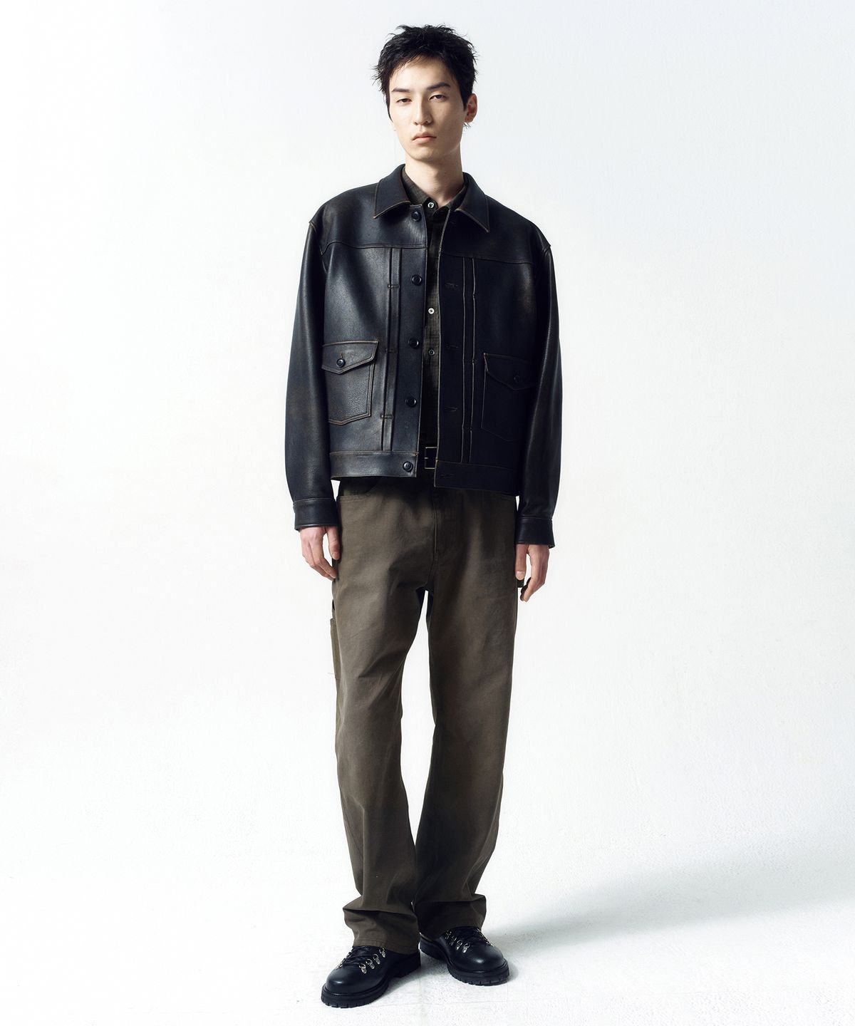 인사일런스(INSILENCE) 램 스킨 진 자켓 PATINA BROWN