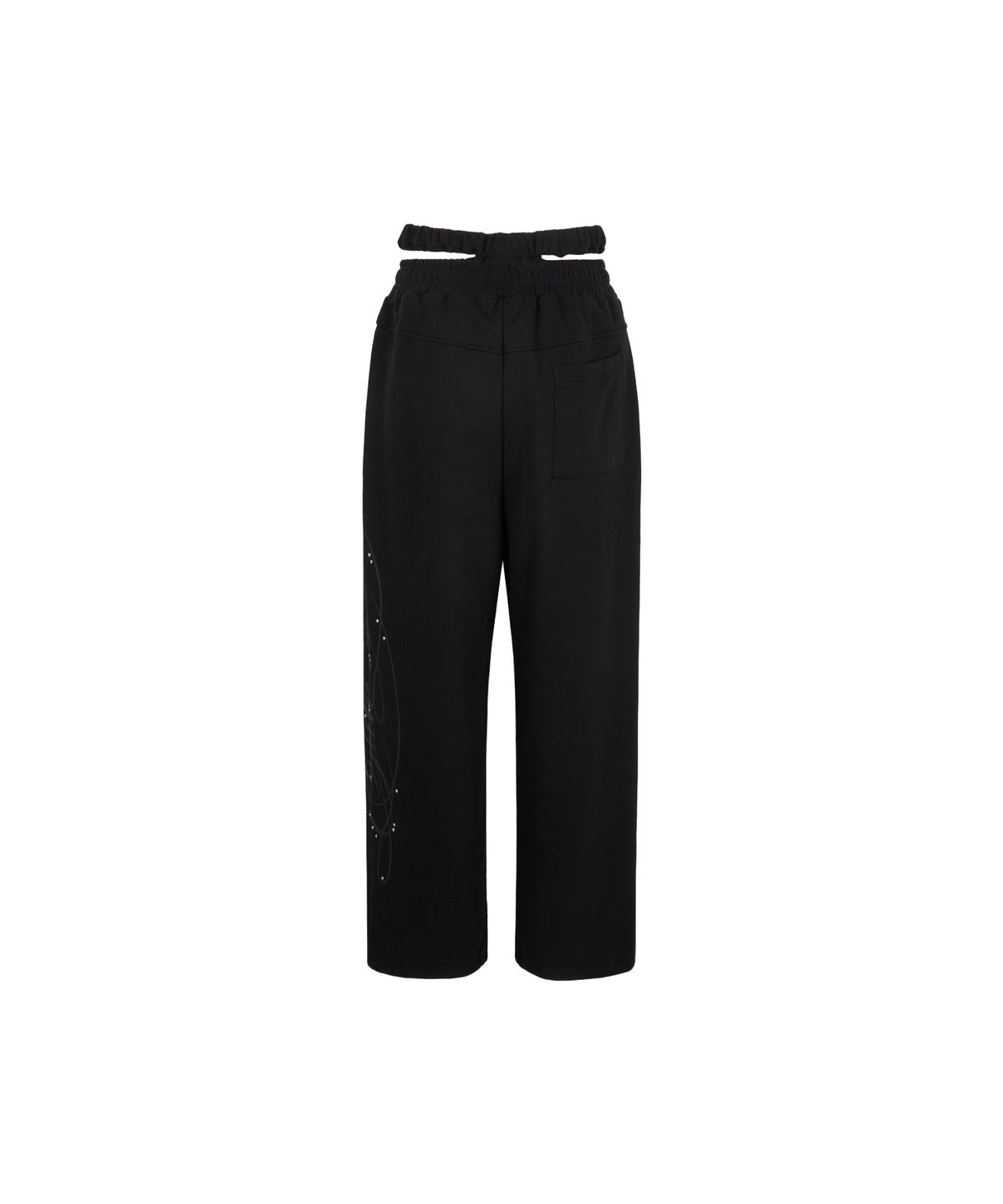 길라아카이브(GILAARCHIVE) CUT-OUT DOUBLE WAIST SWEAT PANTS_BLACK