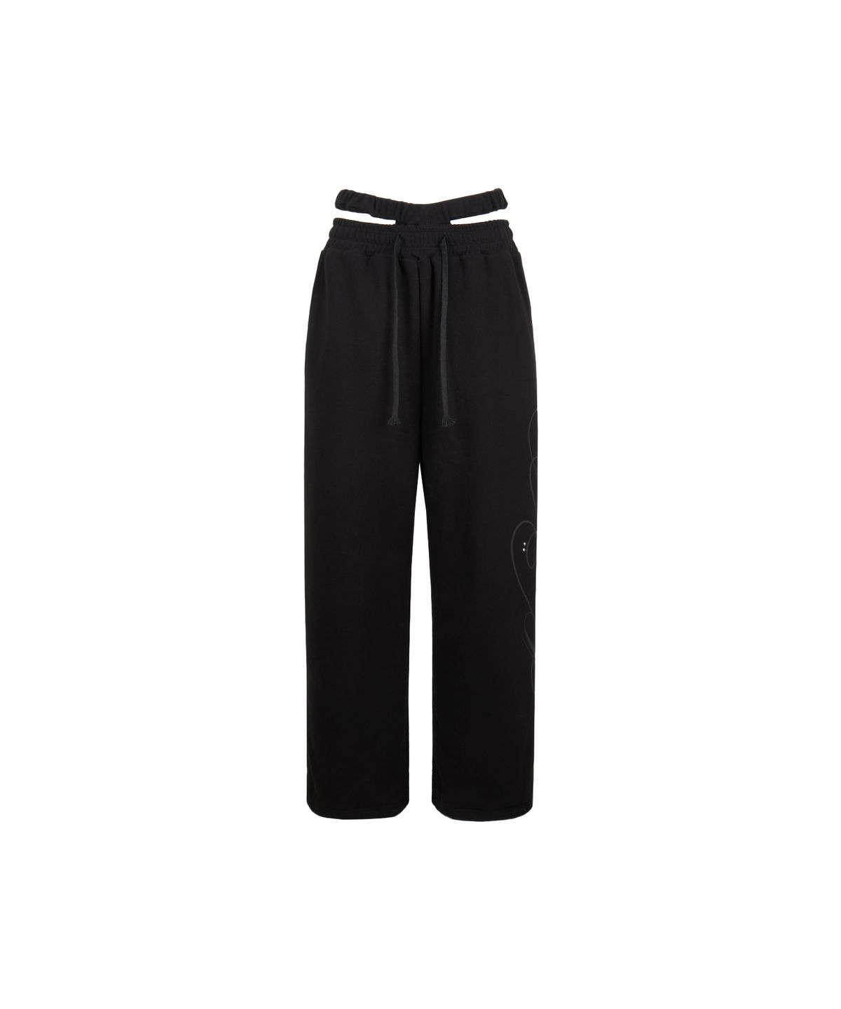 길라아카이브(GILAARCHIVE) CUT-OUT DOUBLE WAIST SWEAT PANTS_BLACK
