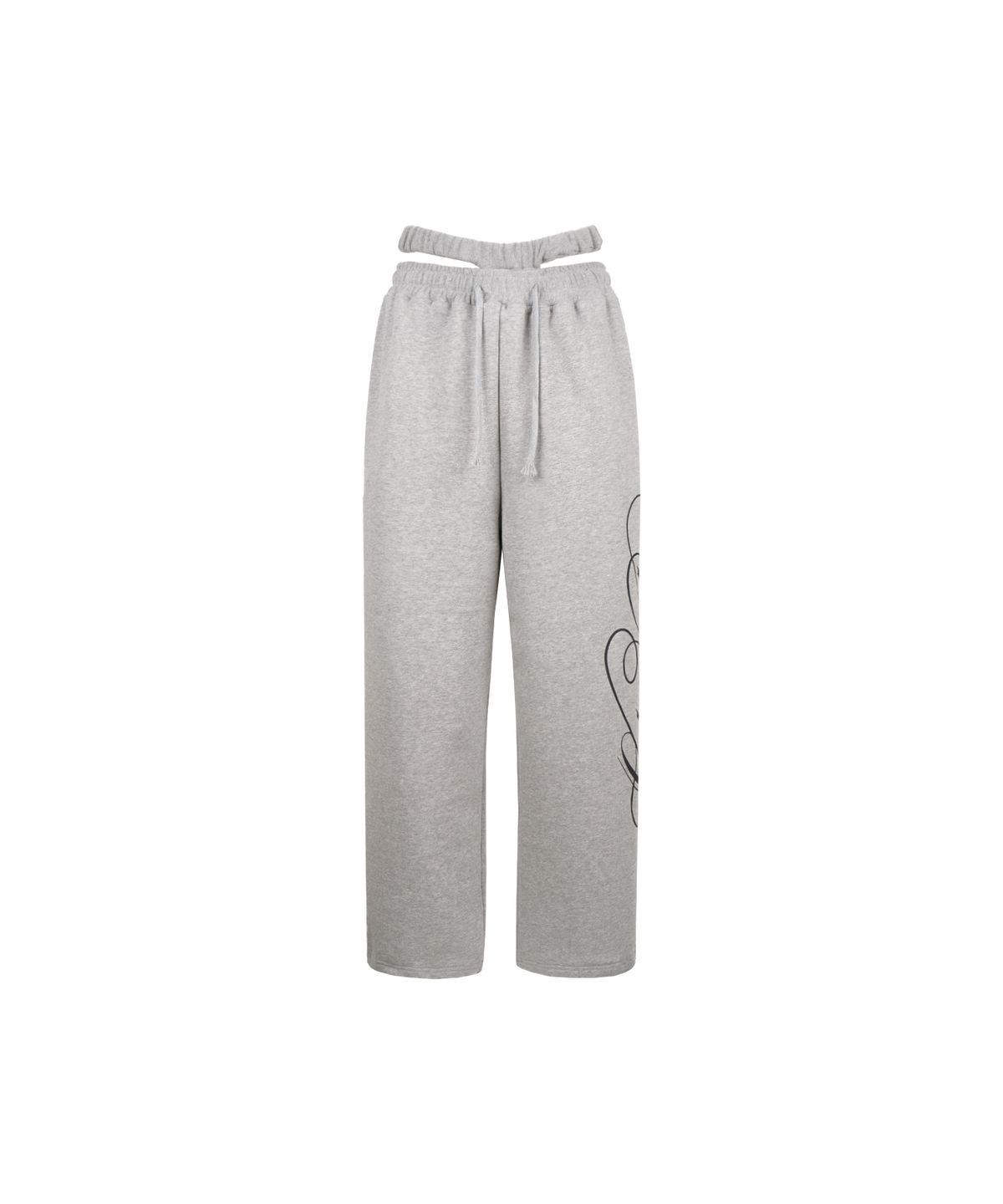 길라아카이브(GILAARCHIVE) CUT-OUT DOUBLE WAIST SWEAT PANTS_GREY