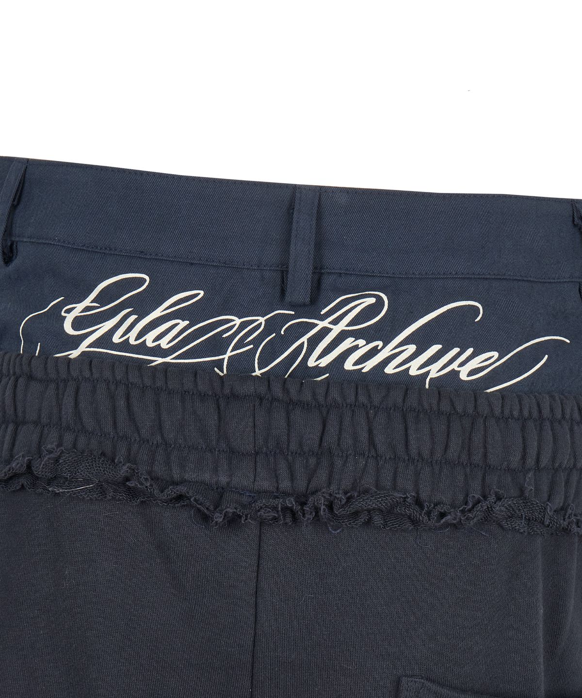 길라아카이브(GILAARCHIVE) LAYERED WAIST SWEAT PANTS_NAVY