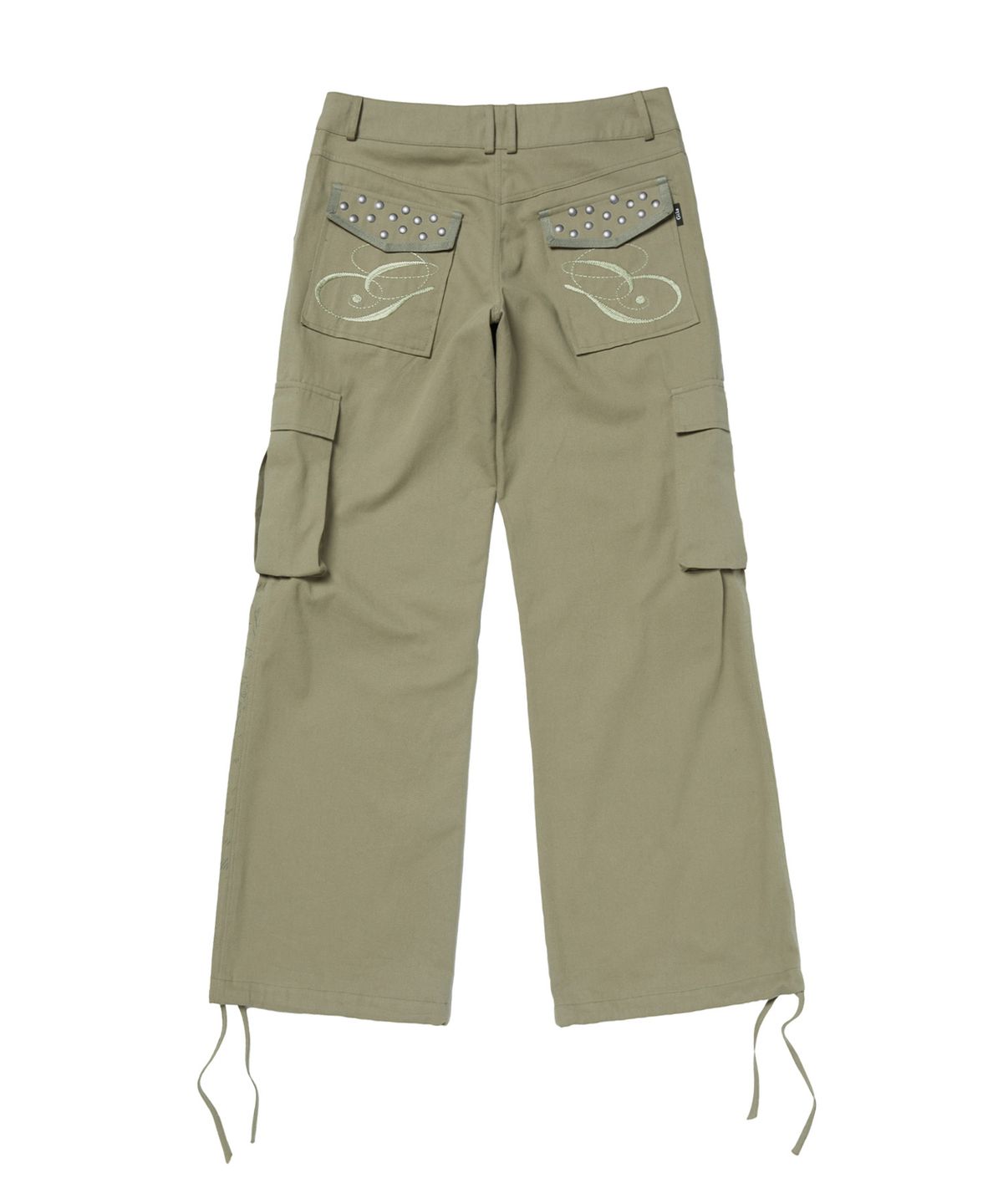 길라아카이브(GILAARCHIVE) POCKET EMBROIDED STRING CARGO PANTS_BEIGE