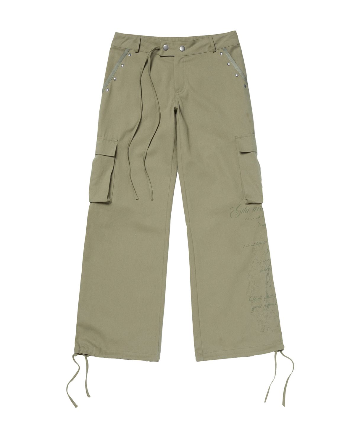 길라아카이브(GILAARCHIVE) POCKET EMBROIDED STRING CARGO PANTS_BEIGE
