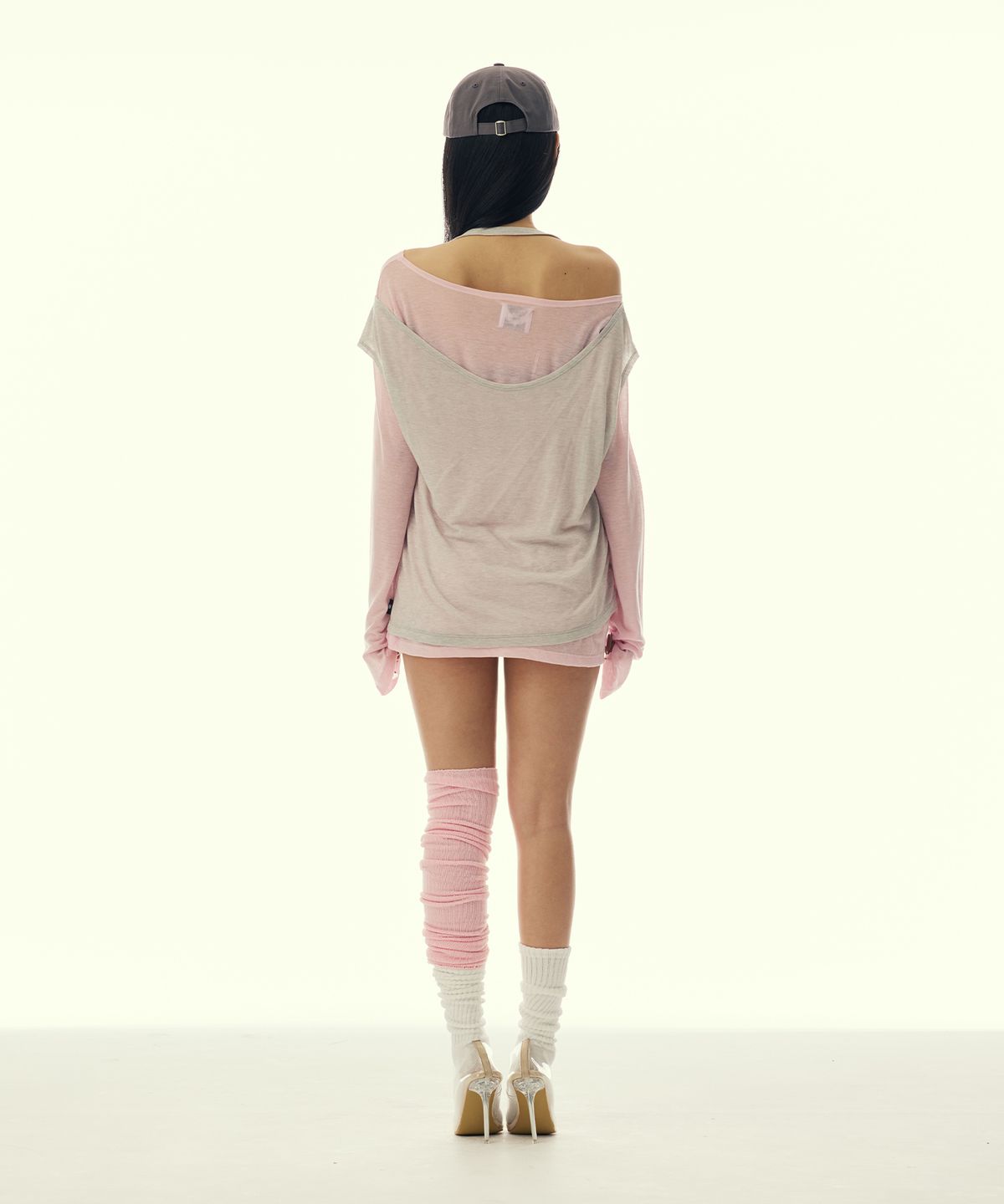 길라아카이브(GILAARCHIVE) LAYERED GRAPHIC SHEER LONG SLEEVE_PINK