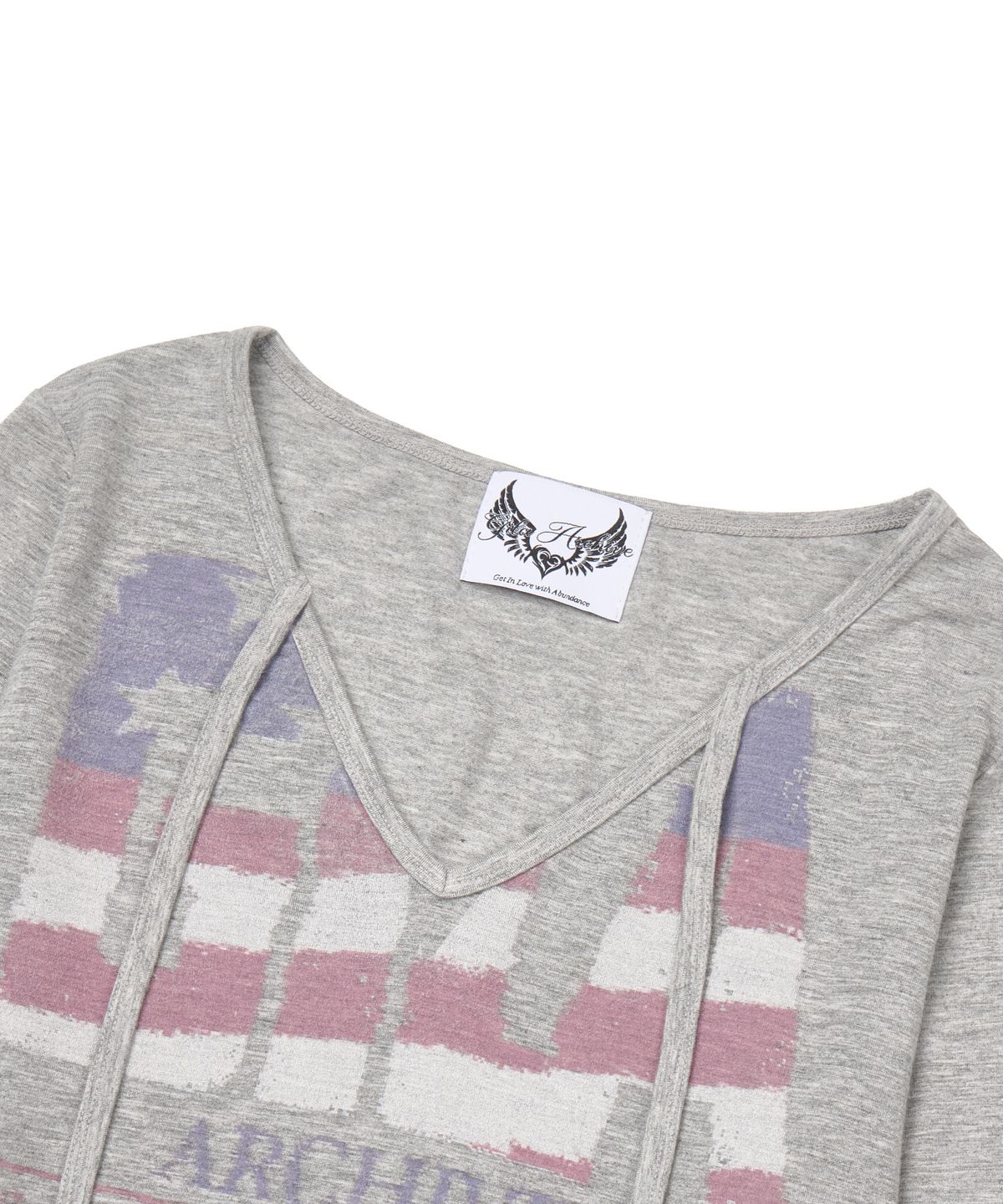 길라아카이브(GILAARCHIVE) USA LOGO V NECK LONG SLEEVE_GREY