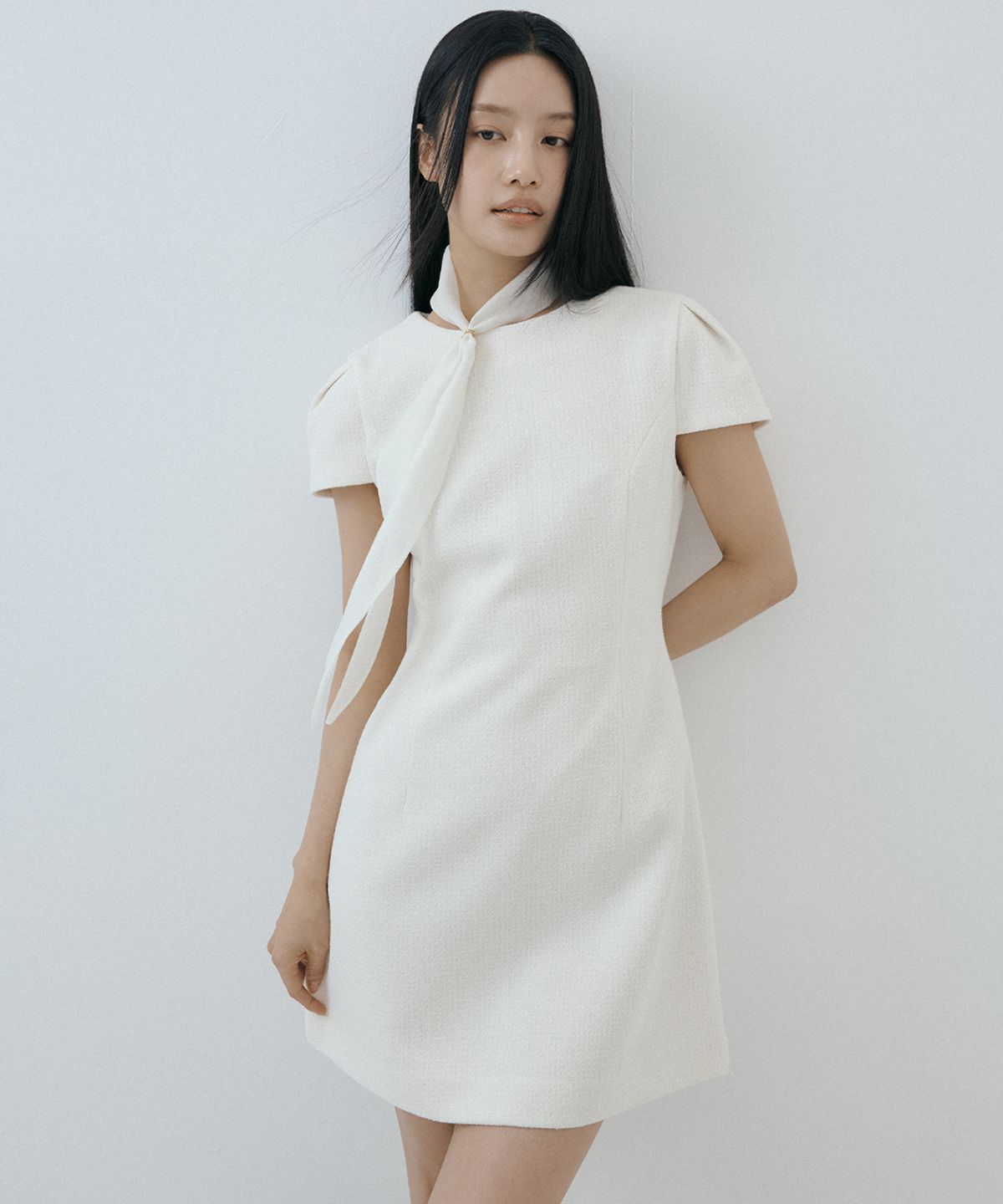 루시르주(LUCIR ZU) Custom Scarf Tweed Mini Dress Set (cream)
