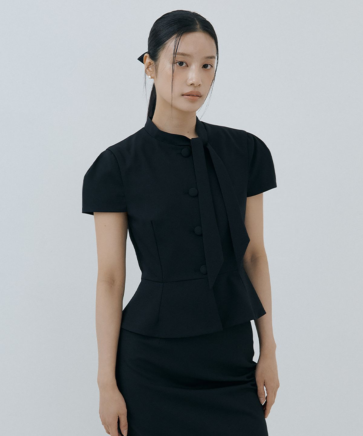 루시르주(LUCIR ZU) Muffler Flare Jacket (black)