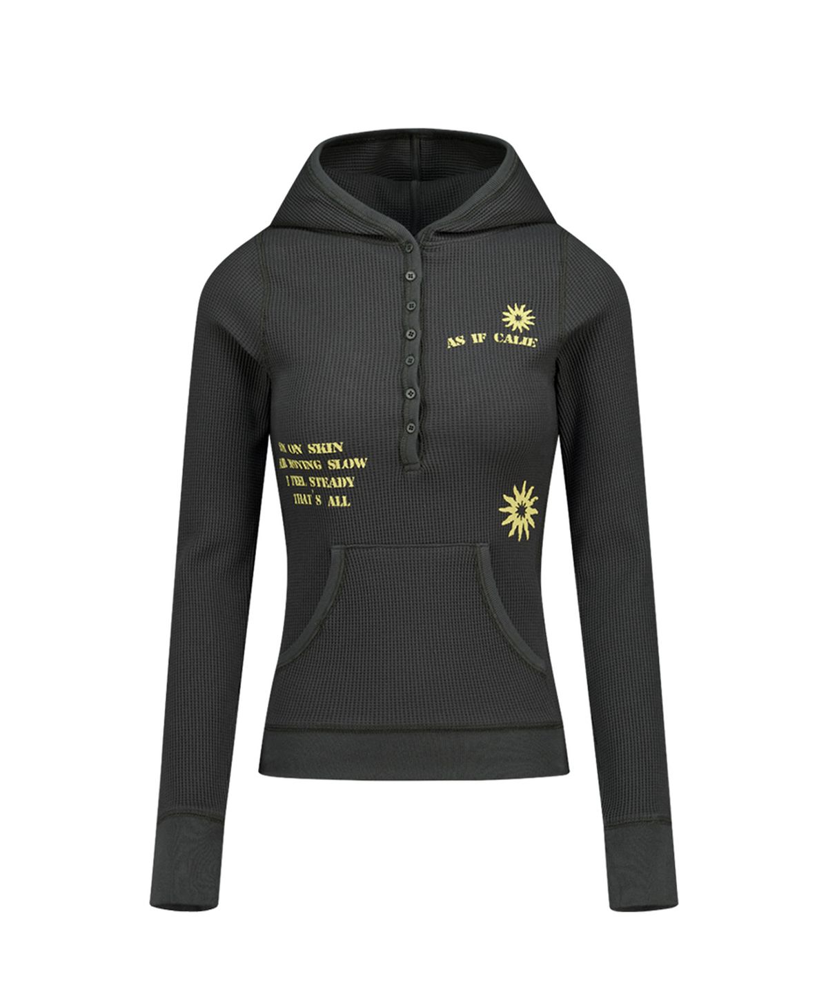 에즈이프 캘리(ASIF CALIE) WAFFLE HOODIE BUTTON LONG SLEEVE CHARCOAL