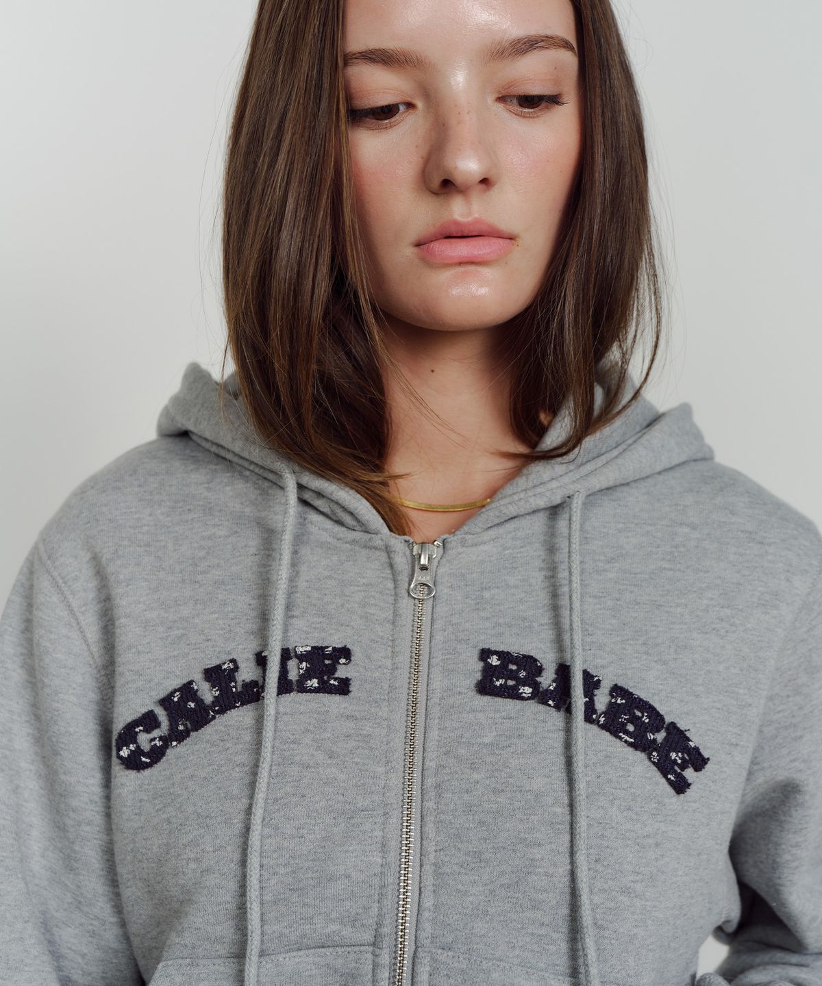 에즈이프 캘리(ASIF CALIE) CALIE BABE SOLID HOOD ZIP UP MELANGEGRAY