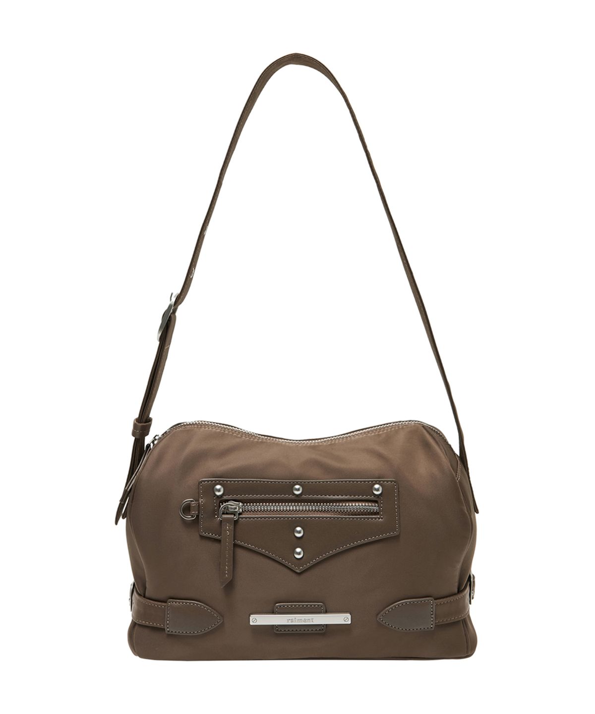 레이몬트(RAIMENT) Side Belt Stud Brick Bag_Brown