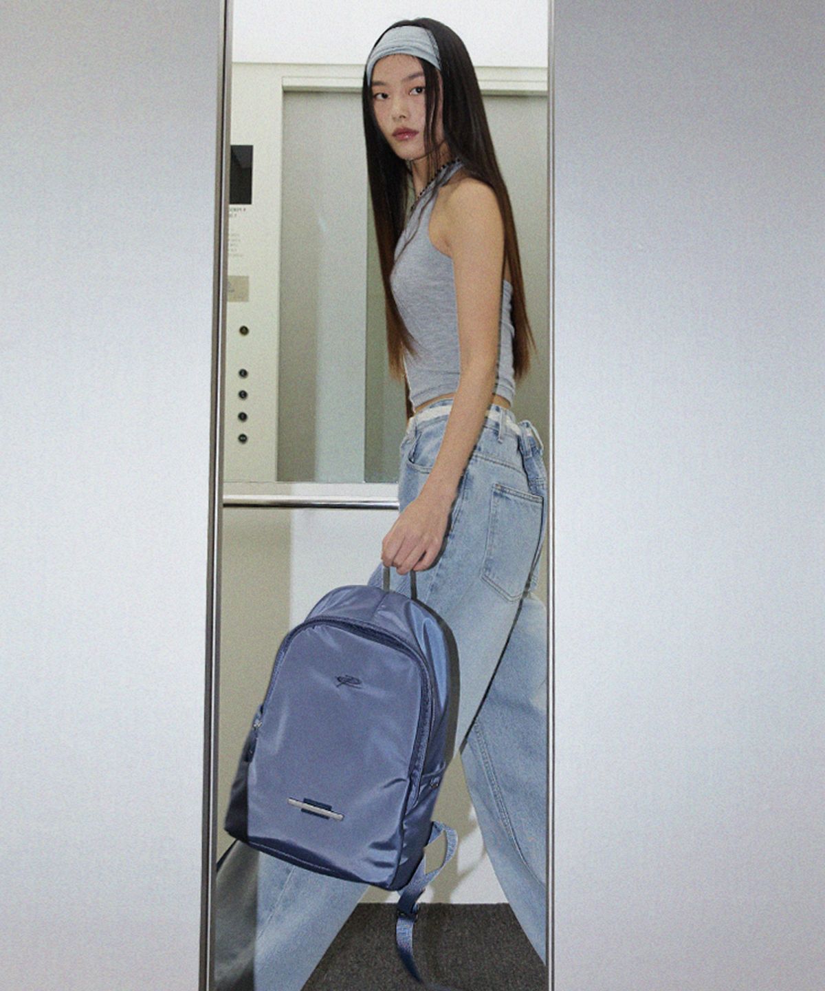 레이몬트(RAIMENT) Logo Point Backpack_Dust Blue