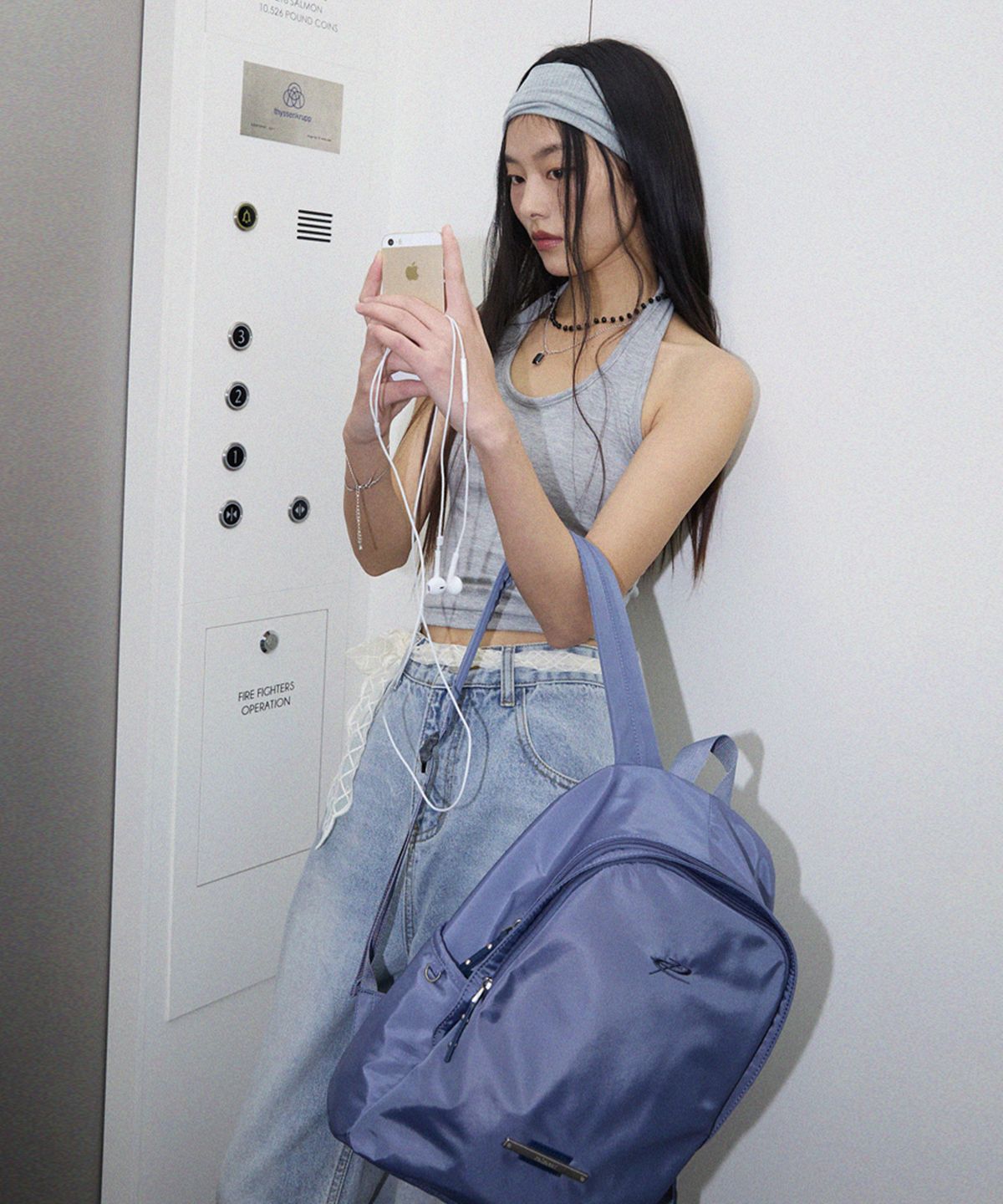 레이몬트(RAIMENT) Logo Point Backpack_Dust Blue