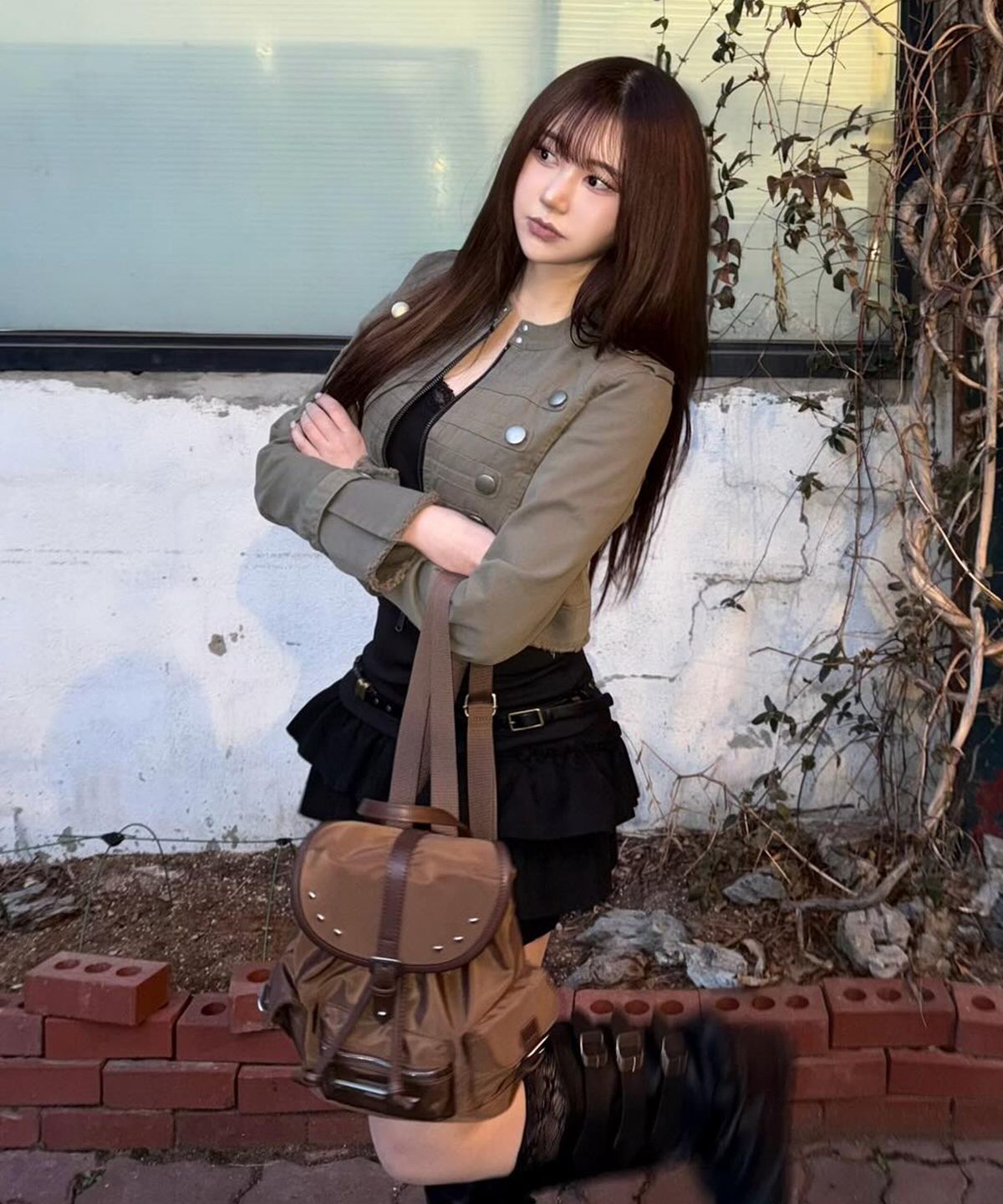 레이몬트(RAIMENT) Stud Cover Point Mini Backpack_Brown