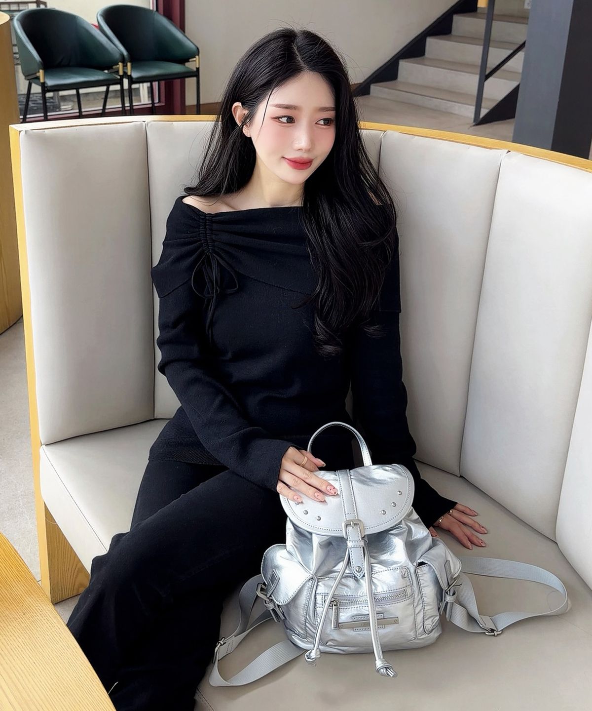 레이몬트(RAIMENT) Stud Cover Point Mini Backpack_Silver