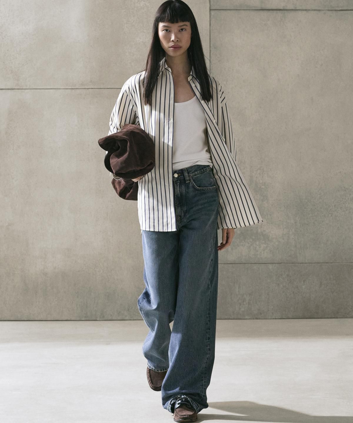 마시모두띠(MASSIMO DUTTI) 100% 코튼 스트라이프 셔츠