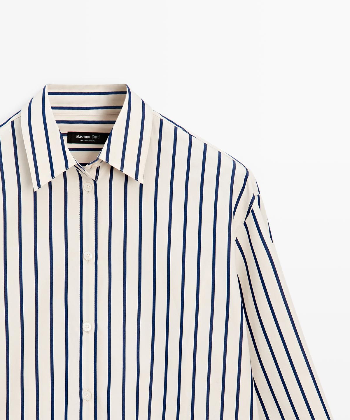 마시모두띠(MASSIMO DUTTI) 100% 코튼 스트라이프 셔츠